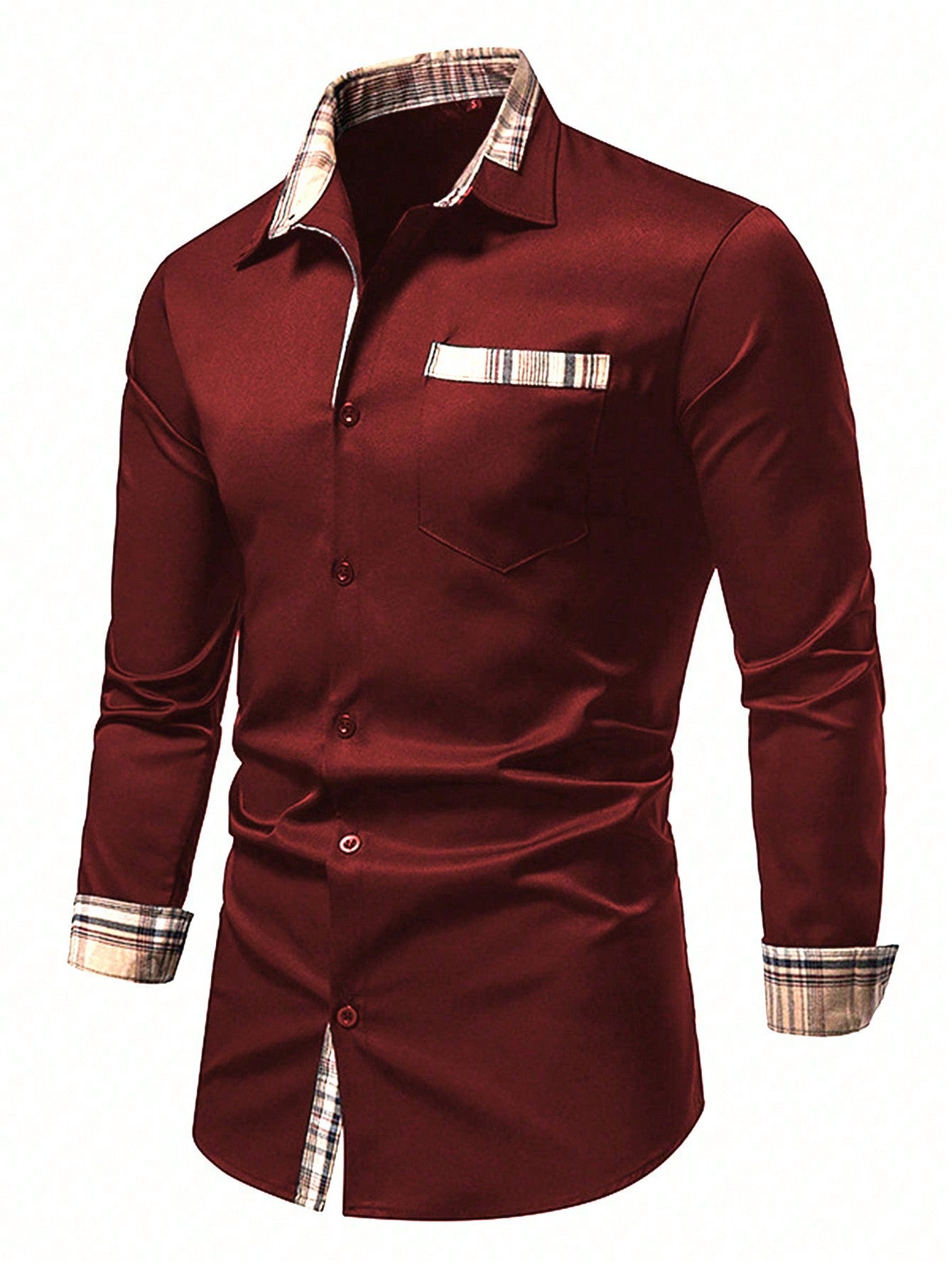 Plus Size Men Plaid Patchwork Casual Shirt