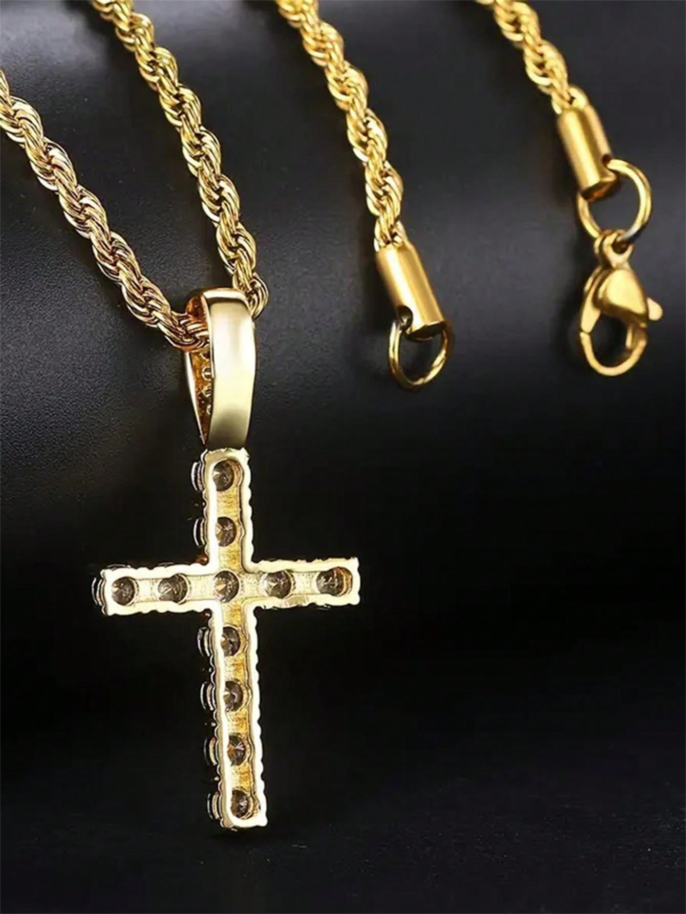 1 PC Gorgeous Cubic Zirconia Cross Necklace Pendant For Women Valentine's Day Gift Wedding Jewelry