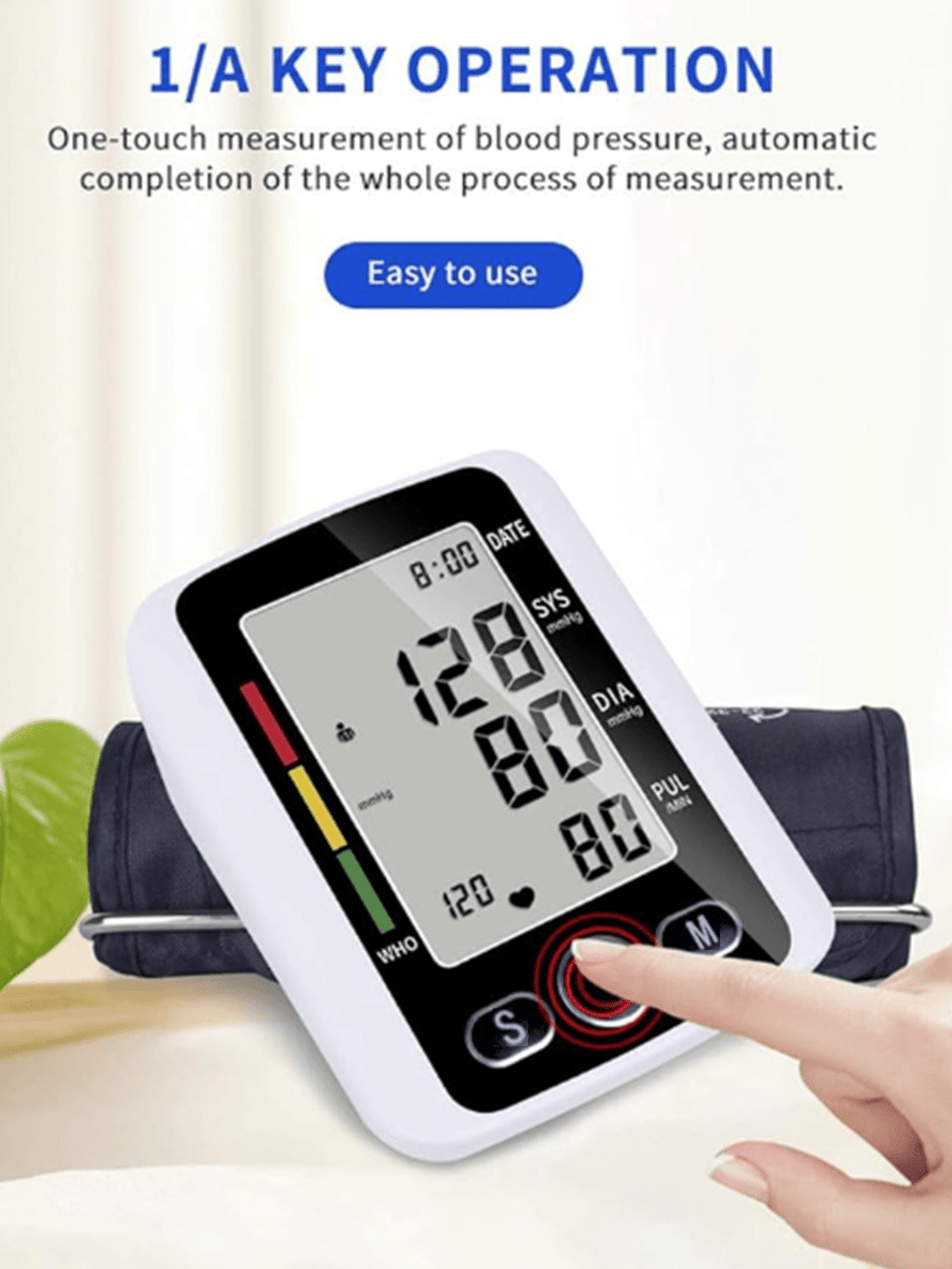 1pc Arm Blood Pressure Monitor Home Health Care Digital LCD Upper Arm Blood Pressure Monitor Heart Beat Meter Machine Tonometer For Measuring Automatic Monitor Your Family's Health