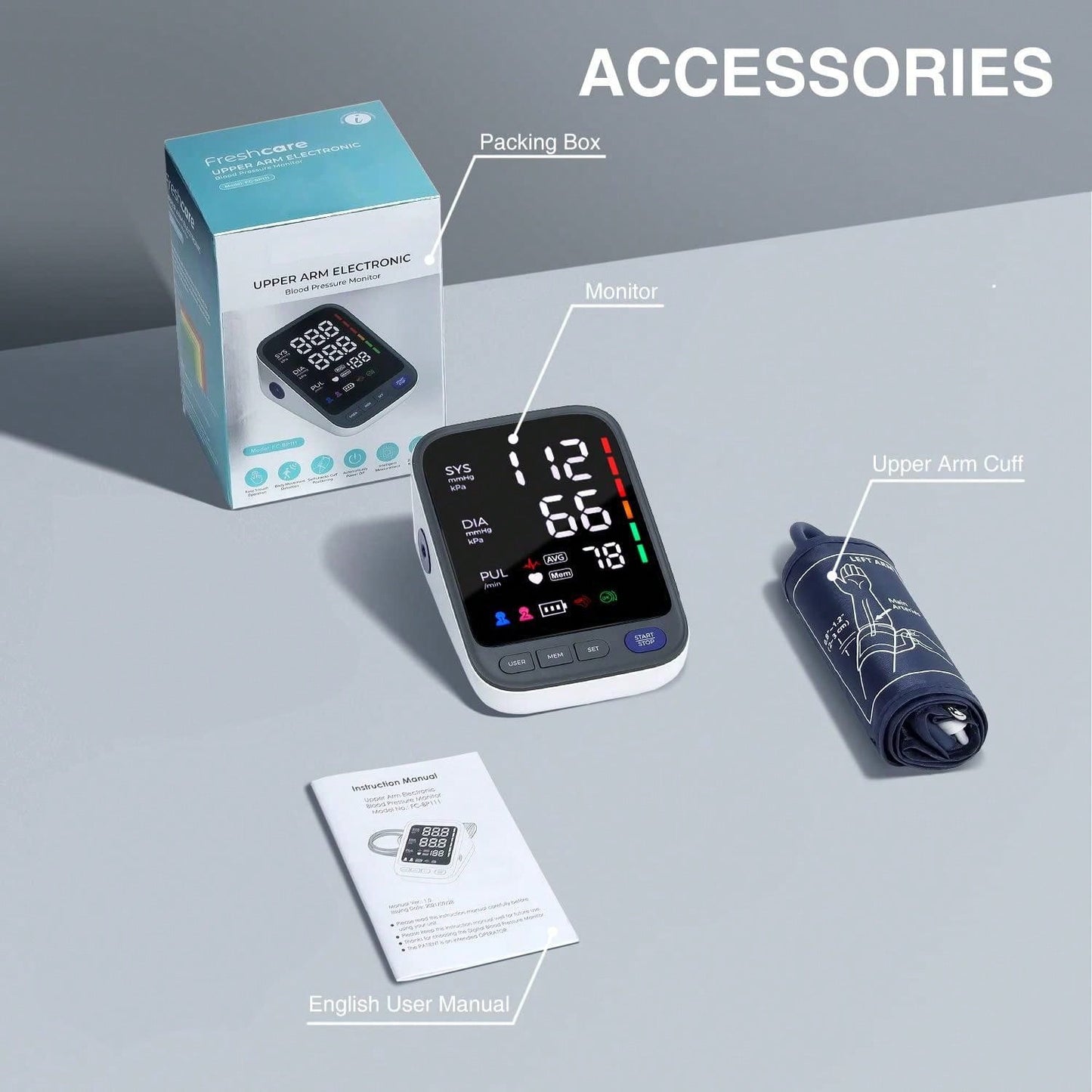 Big Screen Blood Pressure Machine, Automatic Digital Upper Arm Blood Pressure Monitor With Adjustable Large Cuff