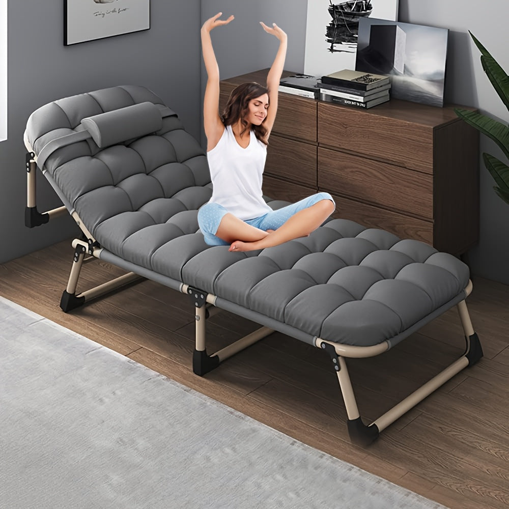 Restaurant Seating, Heavy-duty 6-foot Foldable Single Lunch Bed, 4-level Head Height Adjustment For Comfortable Lunch Break, Very Suitable For Indoor And Outdoor, Camping And Hiking, And Hospital Accompanying