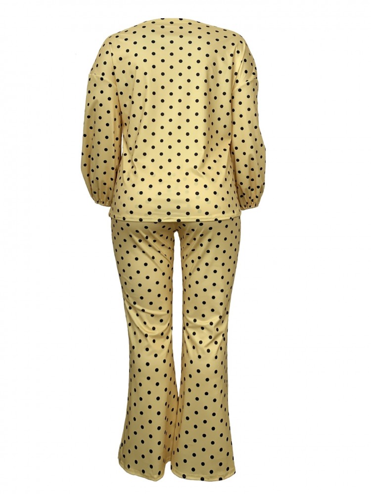 Boat Neck Lantern Sleeve High Rise Plus Trouser Sets