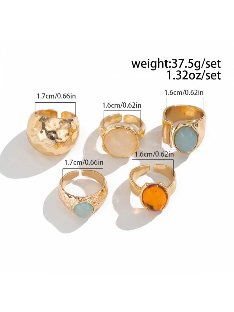 Exquisite Patchwork Acrylic Inlay Electroplating Rings