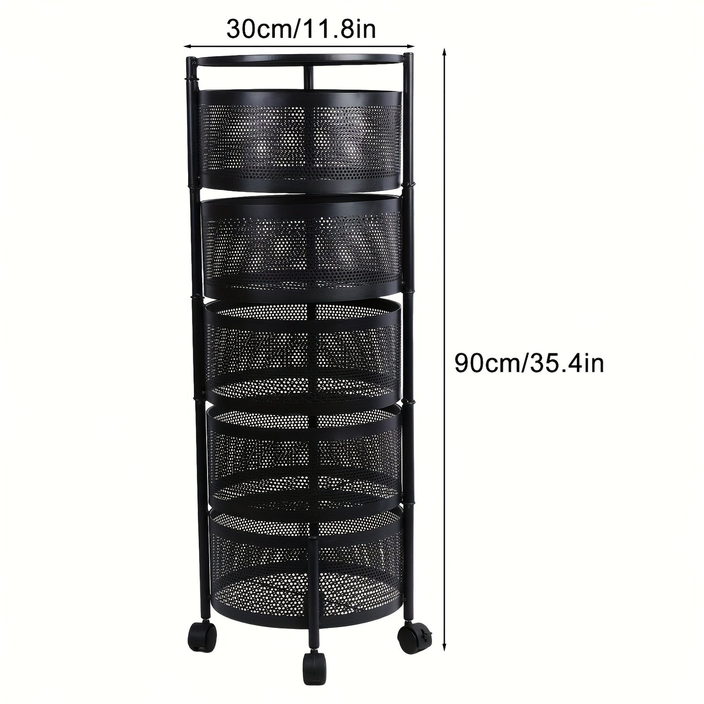 Versatile Space-Saving Multi-Layer Rotating Storage Rack - Stainless Steel, Floor Standing for Fruits & Vegetables, Ideal for Kitchen Organization