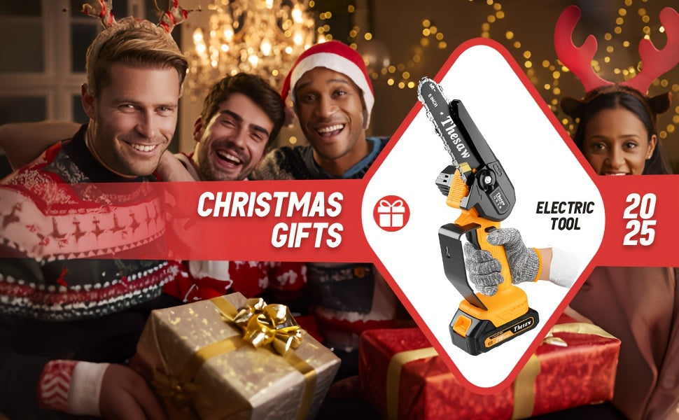 Mini Chainsaw 6-Inch Cordless Power Chain Saws With Security Lock Small Handheld Chain Saw With 2 Batteries, 2 Guide Plates And Toolbox For Wood Cutting, Tree Trimming, Gardening, Courtyard And Garden Great Christmas Gift