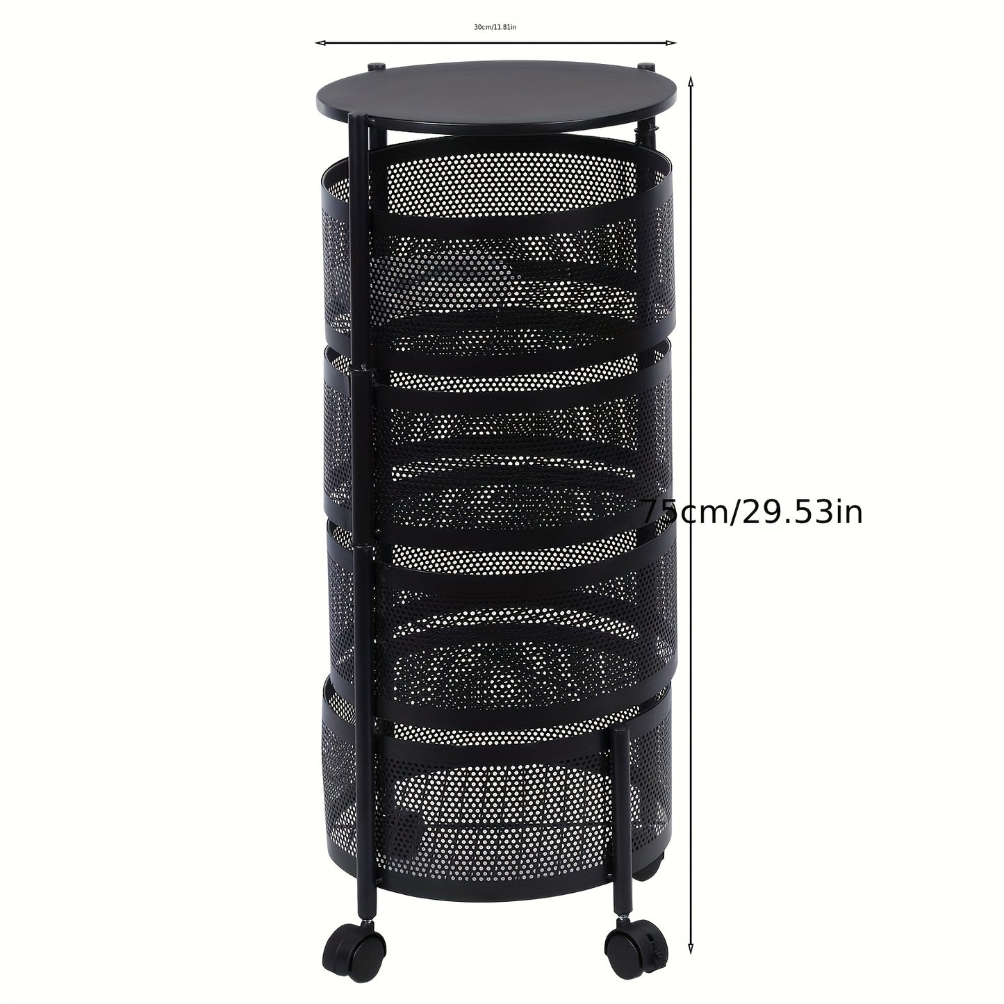 Versatile Space-Saving Multi-Layer Rotating Storage Rack - Stainless Steel, Floor Standing for Fruits & Vegetables, Ideal for Kitchen Organization