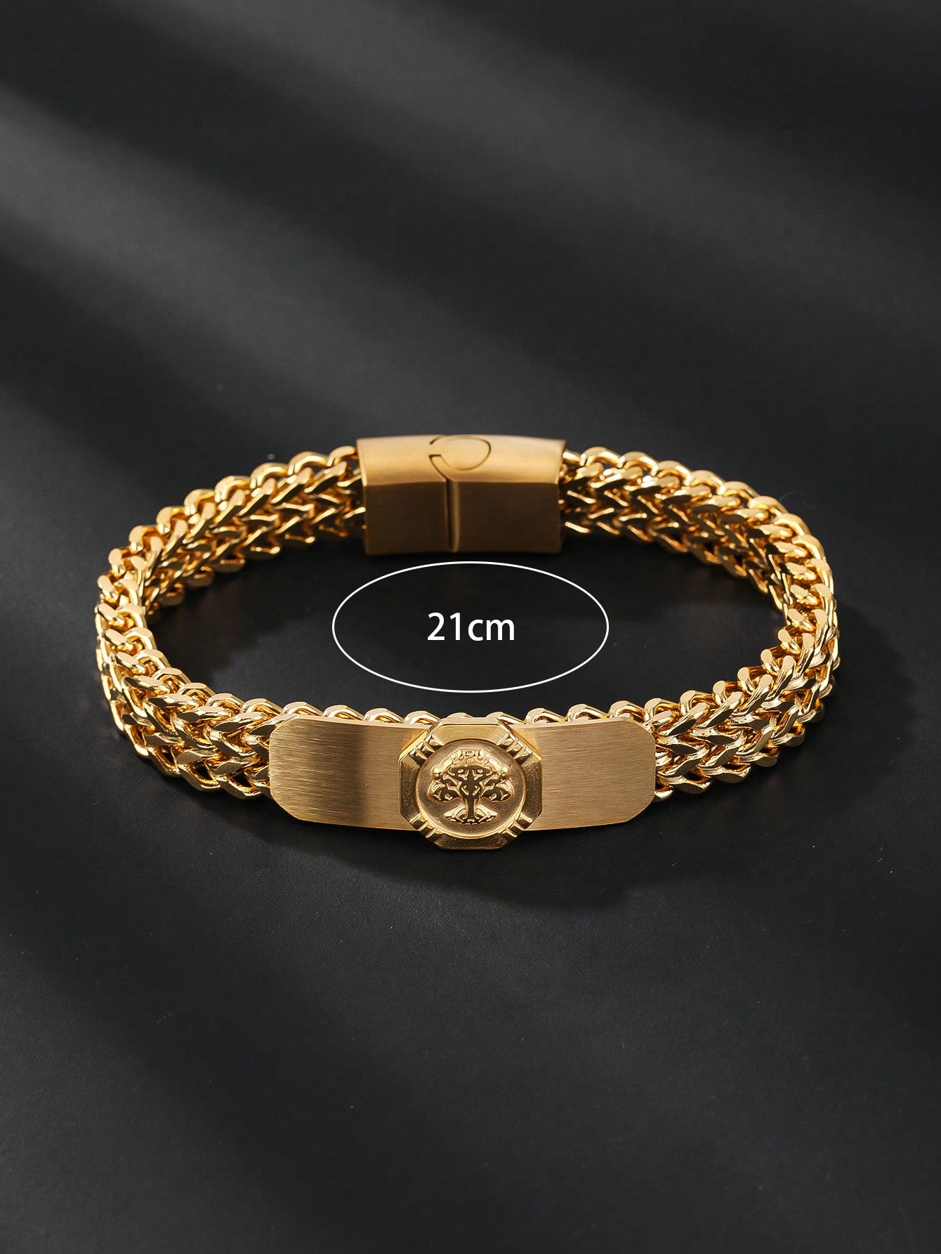 1pc Gorgeous Stainless Stainless Steel Tree Of Life Element Chain Bracelet Men's Dating Gift