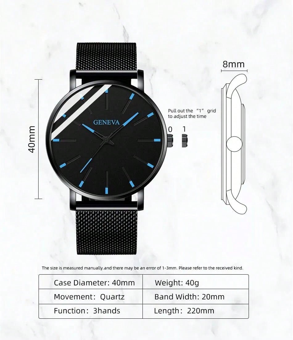 Minimalist Men Fashion Ultra Thin Watches Simple Men Business Stainless Steel Mesh Belt Quartz Wrist Watch