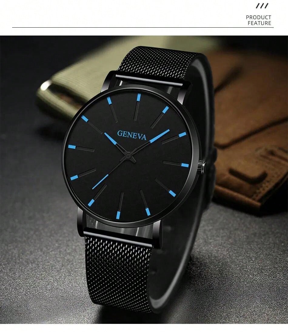Minimalist Men Fashion Ultra Thin Watches Simple Men Business Stainless Steel Mesh Belt Quartz Wrist Watch