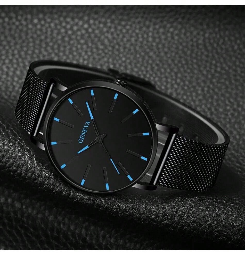 Minimalist Men Fashion Ultra Thin Watches Simple Men Business Stainless Steel Mesh Belt Quartz Wrist Watch