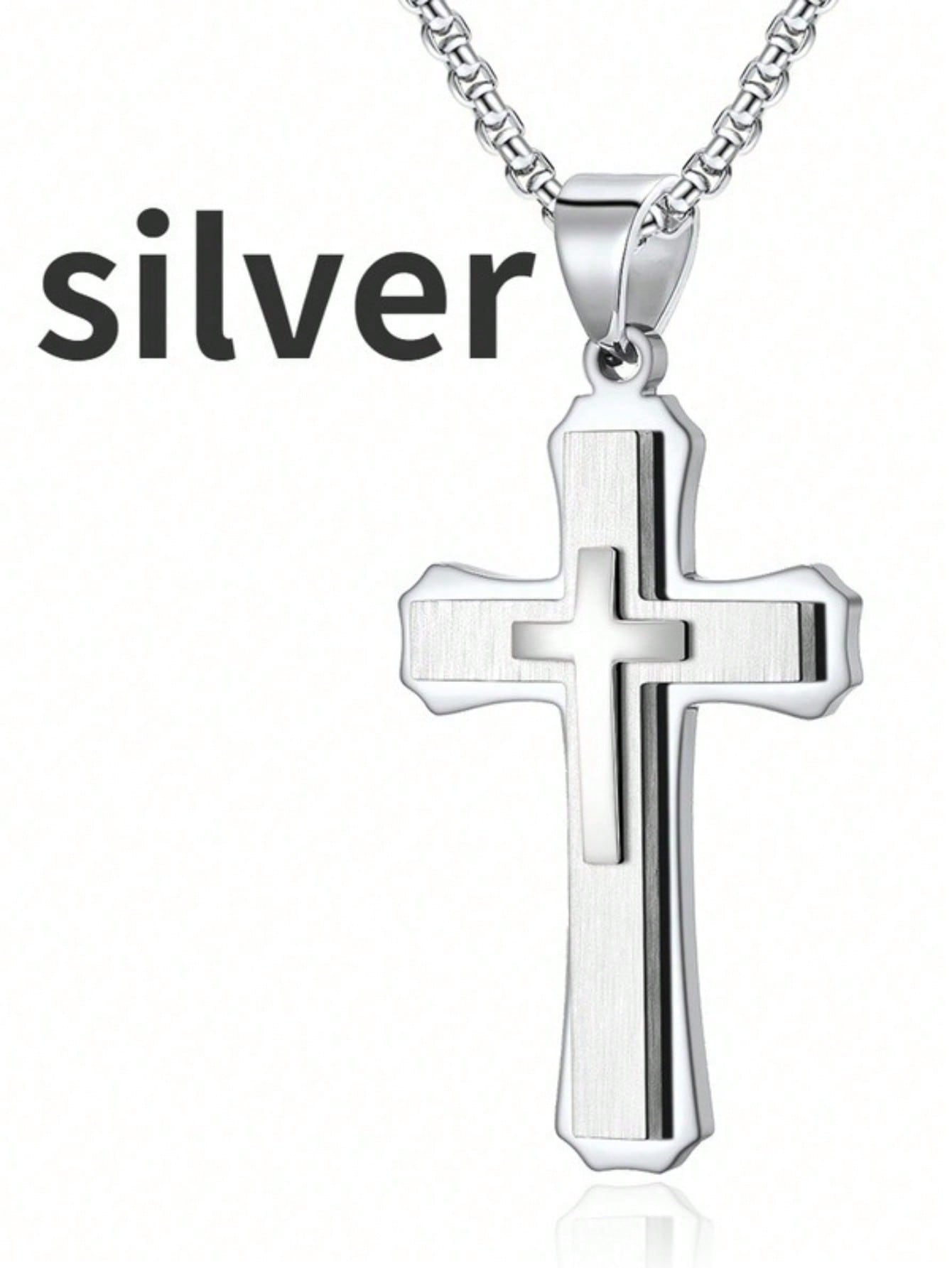 1PC Luxury Fashion Men's Cross Pendant Necklace Hip Hop Fashion Cross Jewelry Accessories Men's and Women's Necklace Jewelry Birthday Party and Anniversary Gift for Lovers and Friends