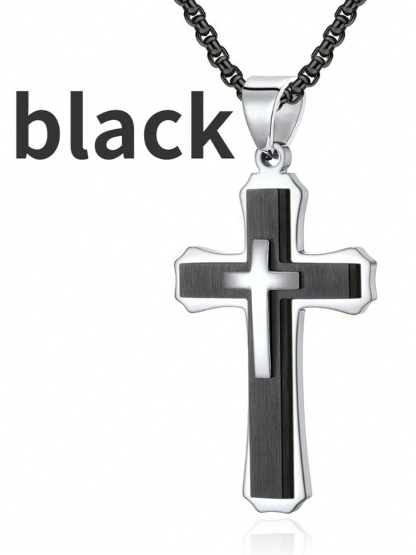1PC Luxury Fashion Men's Cross Pendant Necklace Hip Hop Fashion Cross Jewelry Accessories Men's and Women's Necklace Jewelry Birthday Party and Anniversary Gift for Lovers and Friends