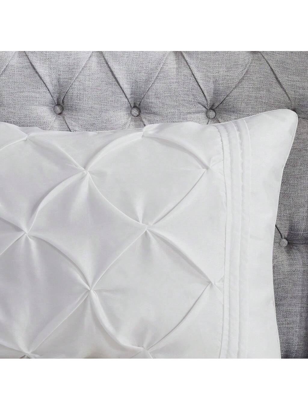 Madison Park Laurel 7 Piece Tufted Bedding Comforter Set With Throw Pillows,Faux Silk Bedroom Comforters With Matching Shams, Pillows, Bed Skirt, Pillowcases, Available In Black/ Blush/Grey/Ivory/Navy/Plum/Seafoam/Taupe/ White, Full/Queen/King/California