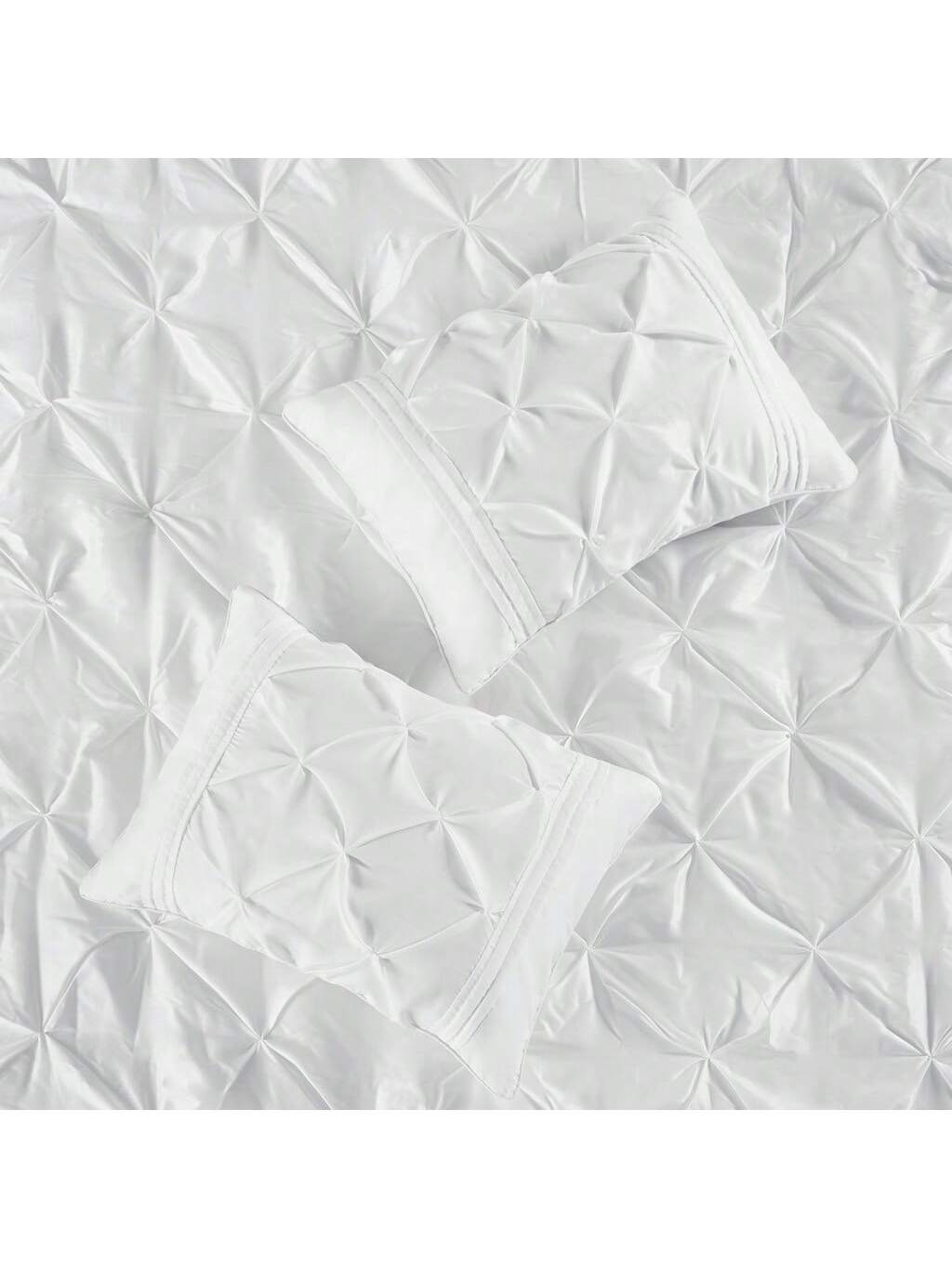 Madison Park Laurel 7 Piece Tufted Bedding Comforter Set With Throw Pillows,Faux Silk Bedroom Comforters With Matching Shams, Pillows, Bed Skirt, Pillowcases, Available In Black/ Blush/Grey/Ivory/Navy/Plum/Seafoam/Taupe/ White, Full/Queen/King/California