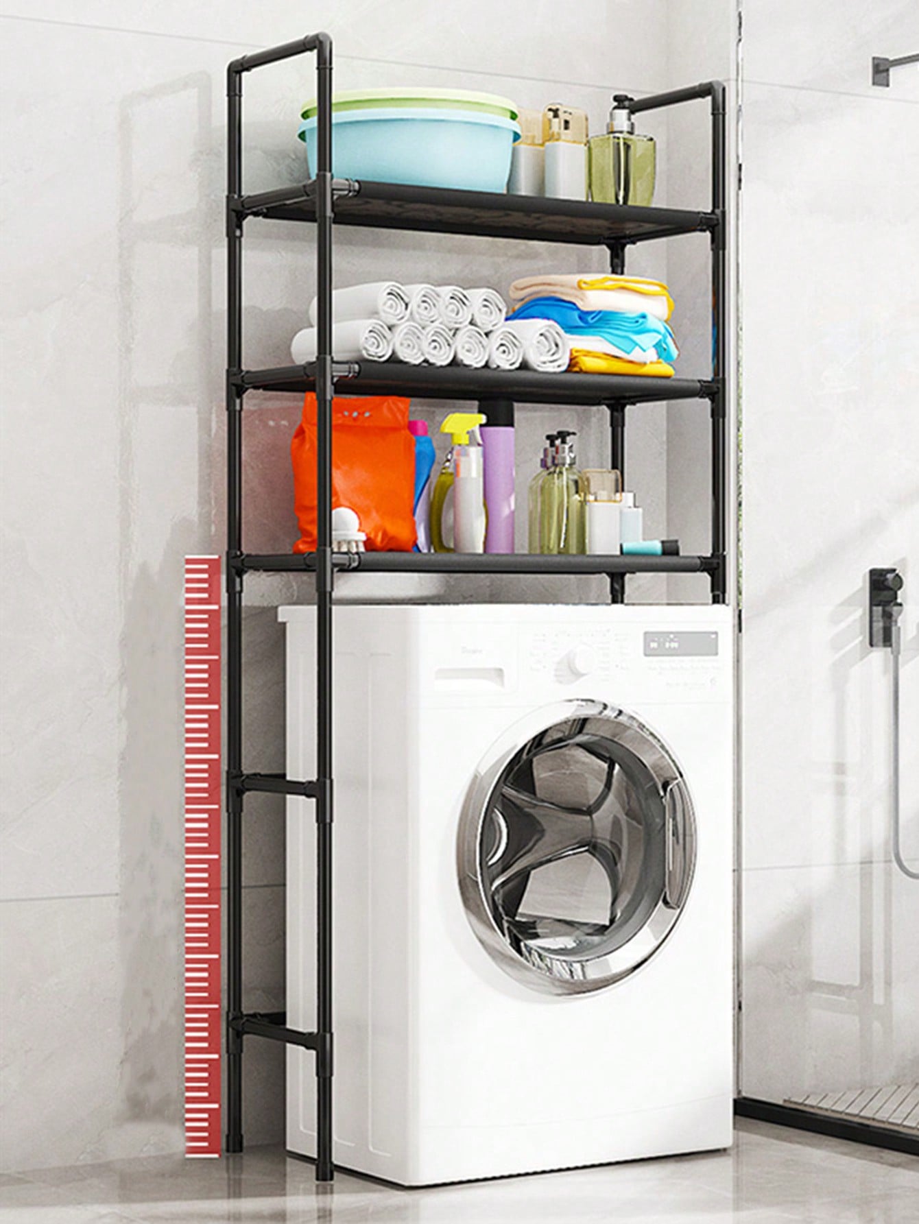 4-Layer Washing Machine Shelf Bathroom Organizer Over Toilet Storage Rack No Drilling Needed