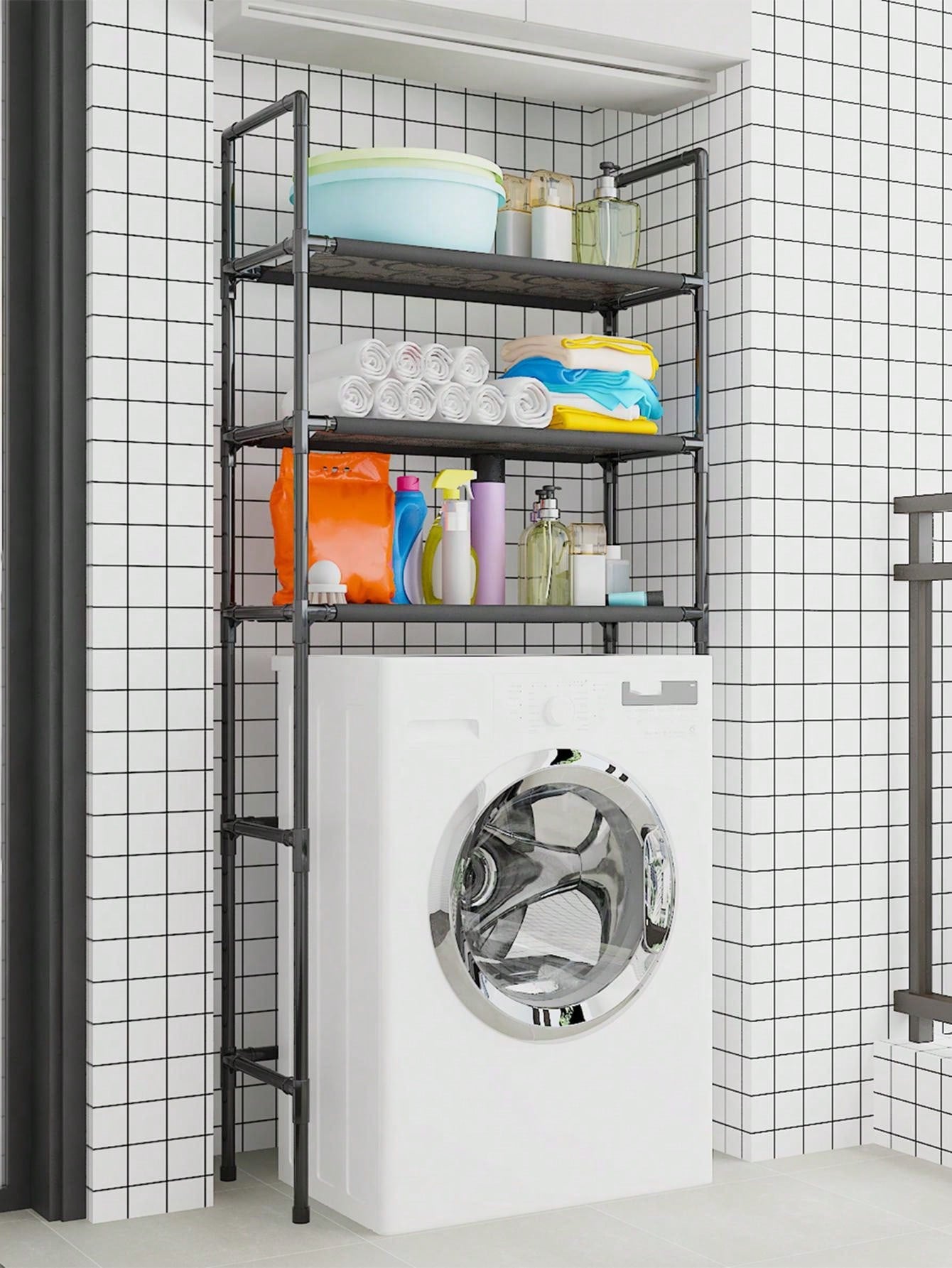 4-Layer Washing Machine Shelf Bathroom Organizer Over Toilet Storage Rack No Drilling Needed