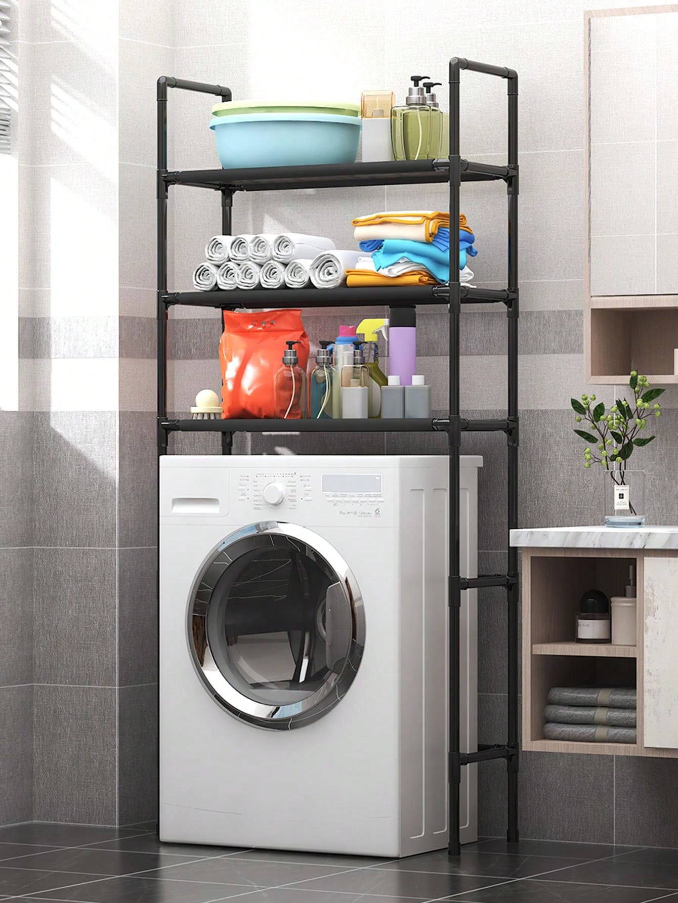 4-Layer Washing Machine Shelf Bathroom Organizer Over Toilet Storage Rack No Drilling Needed