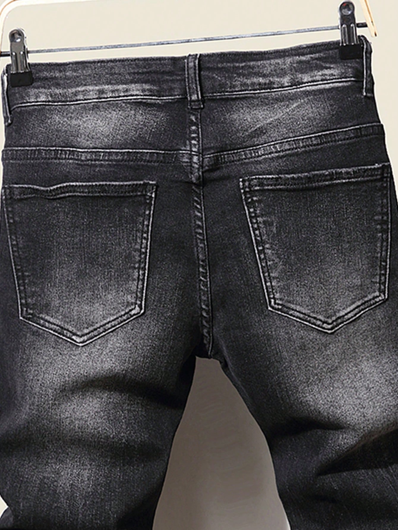 Manfinity Homme Men's Plus Size Water Wash Distressed Jeans Slim Fit Long Ripped Frayed Jean Cargo Plain Dark Grey Going Out Street Wear