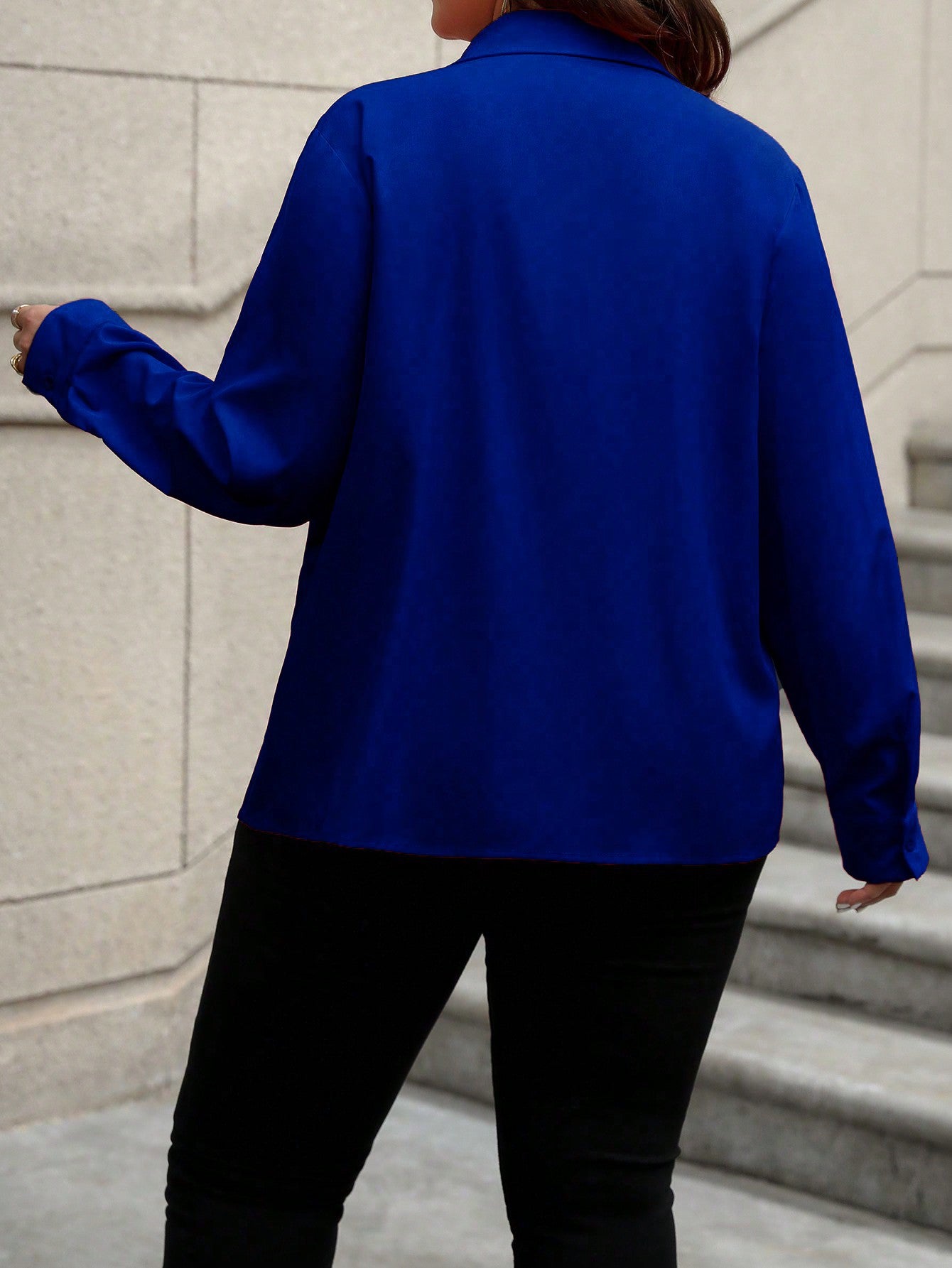 Clasi Plus Size Ruffle Trimmed Long Sleeve Shirt