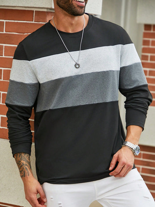 Manfinity Homme Men's Plus Size Colorblock Round Neck T-Shirt