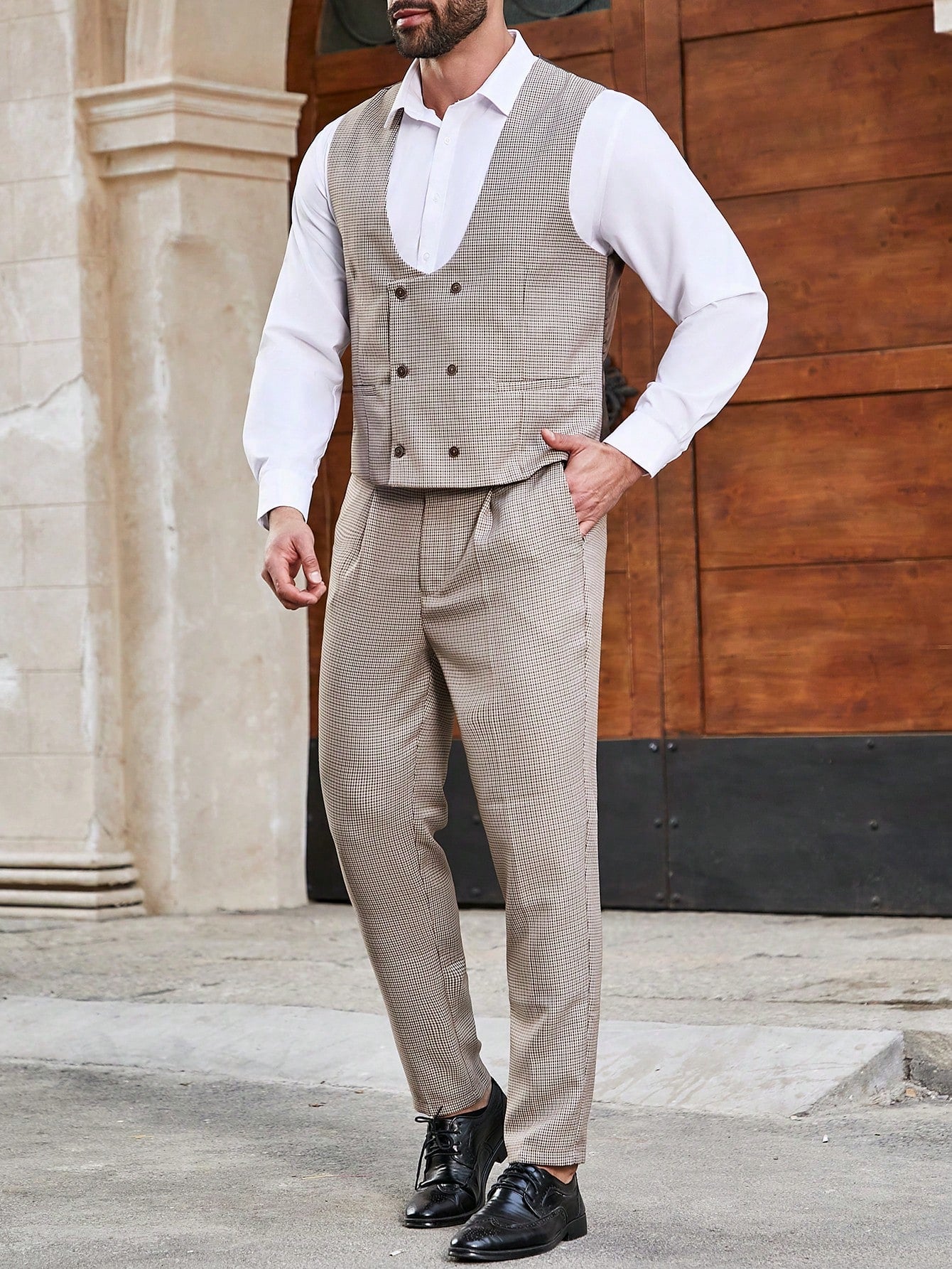 Manfinity Mode Men's Plus Size Simple Suit Set