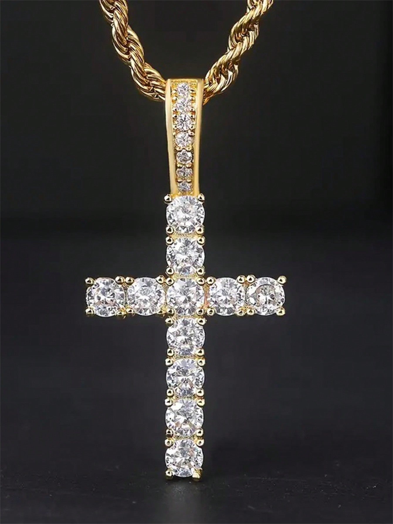 1 PC Gorgeous Cubic Zirconia Cross Necklace Pendant For Women Valentine's Day Gift Wedding Jewelry