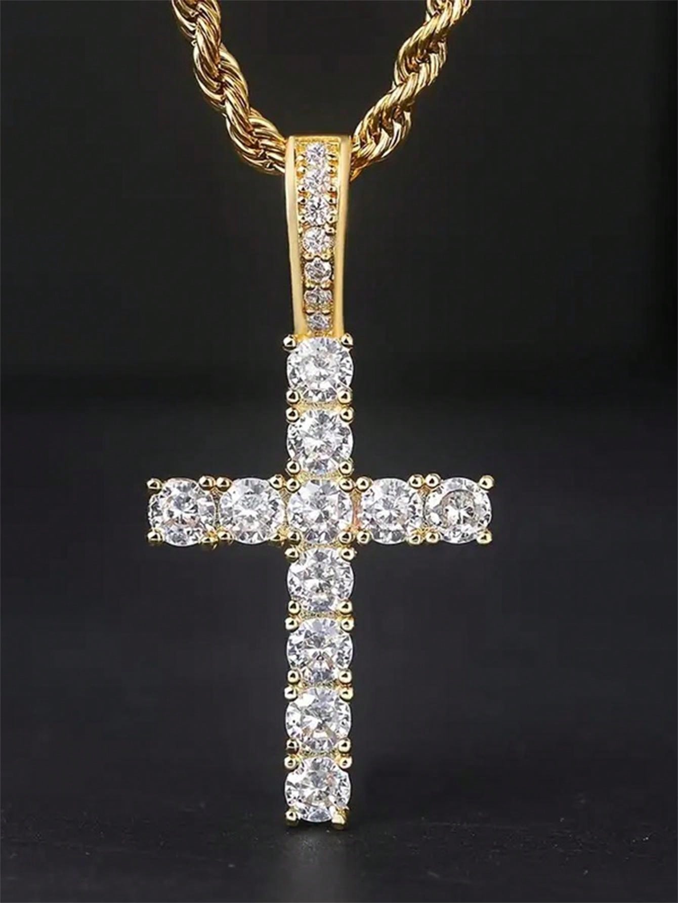 1 PC Gorgeous Cubic Zirconia Cross Necklace Pendant For Women Valentine's Day Gift Wedding Jewelry