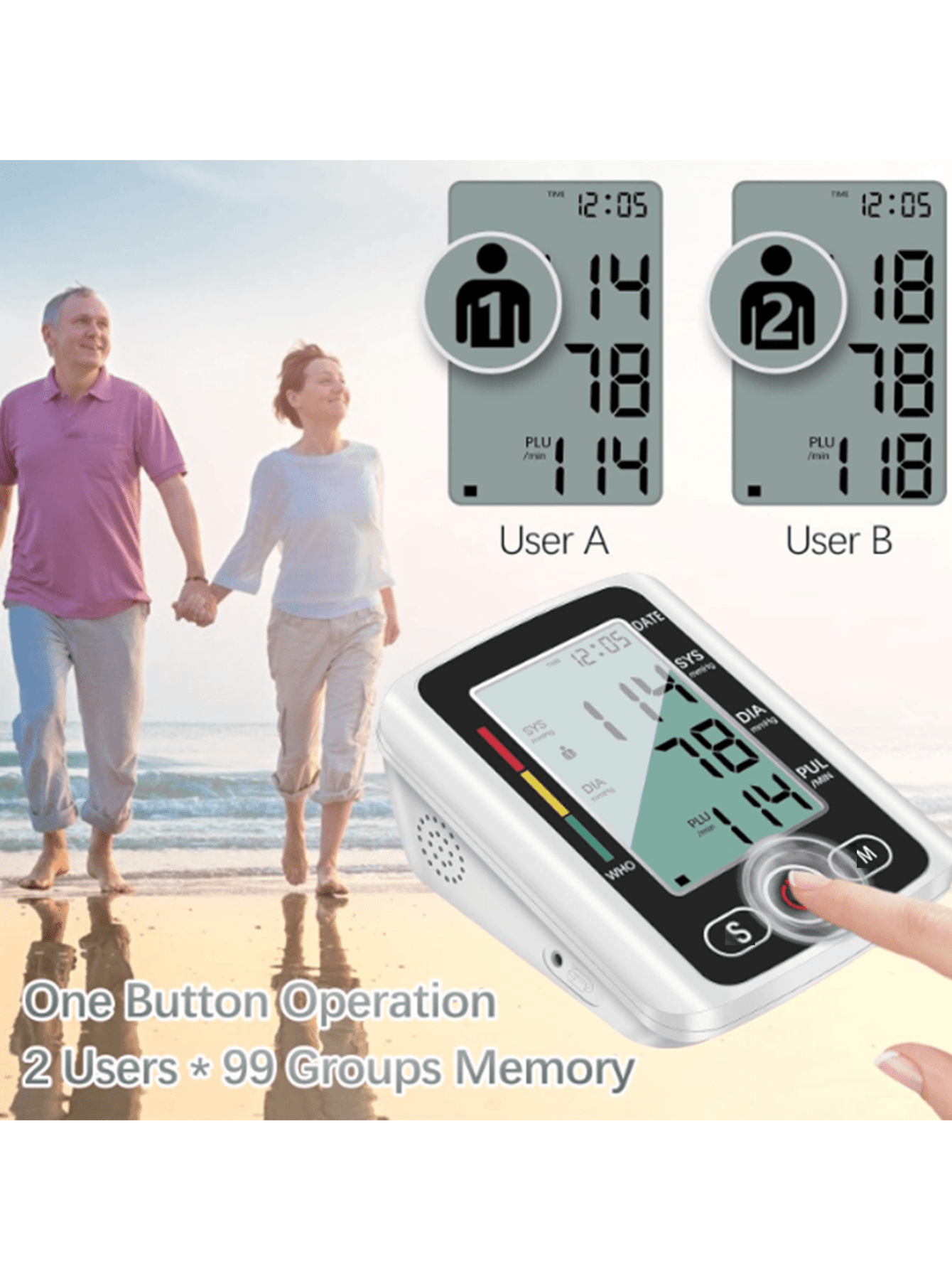 1pc Arm Blood Pressure Monitor Home Health Care Digital LCD Upper Arm Blood Pressure Monitor Heart Beat Meter Machine Tonometer For Measuring Automatic Monitor Your Family's Health