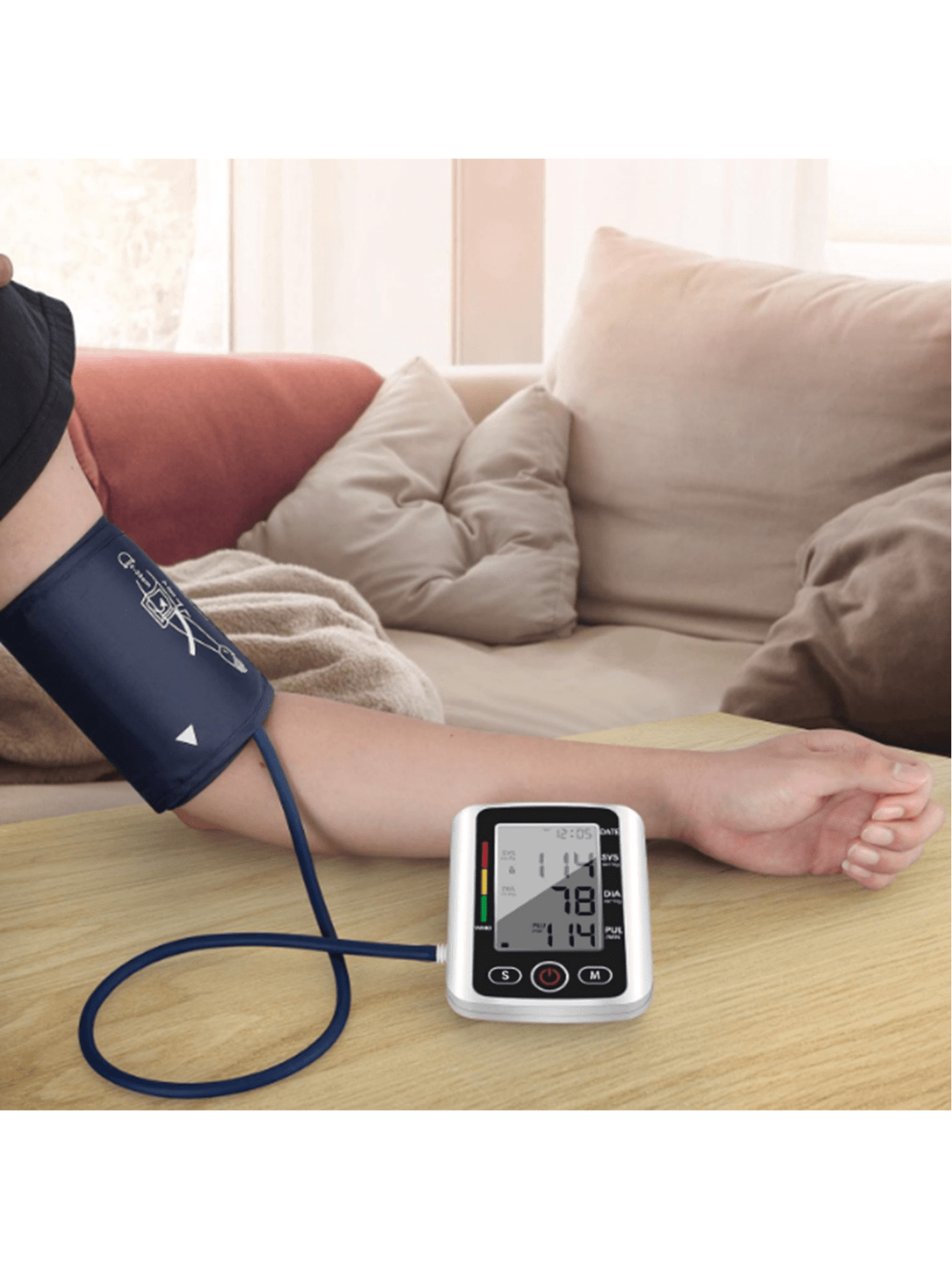 1pc Arm Blood Pressure Monitor Home Health Care Digital LCD Upper Arm Blood Pressure Monitor Heart Beat Meter Machine Tonometer For Measuring Automatic Monitor Your Family's Health
