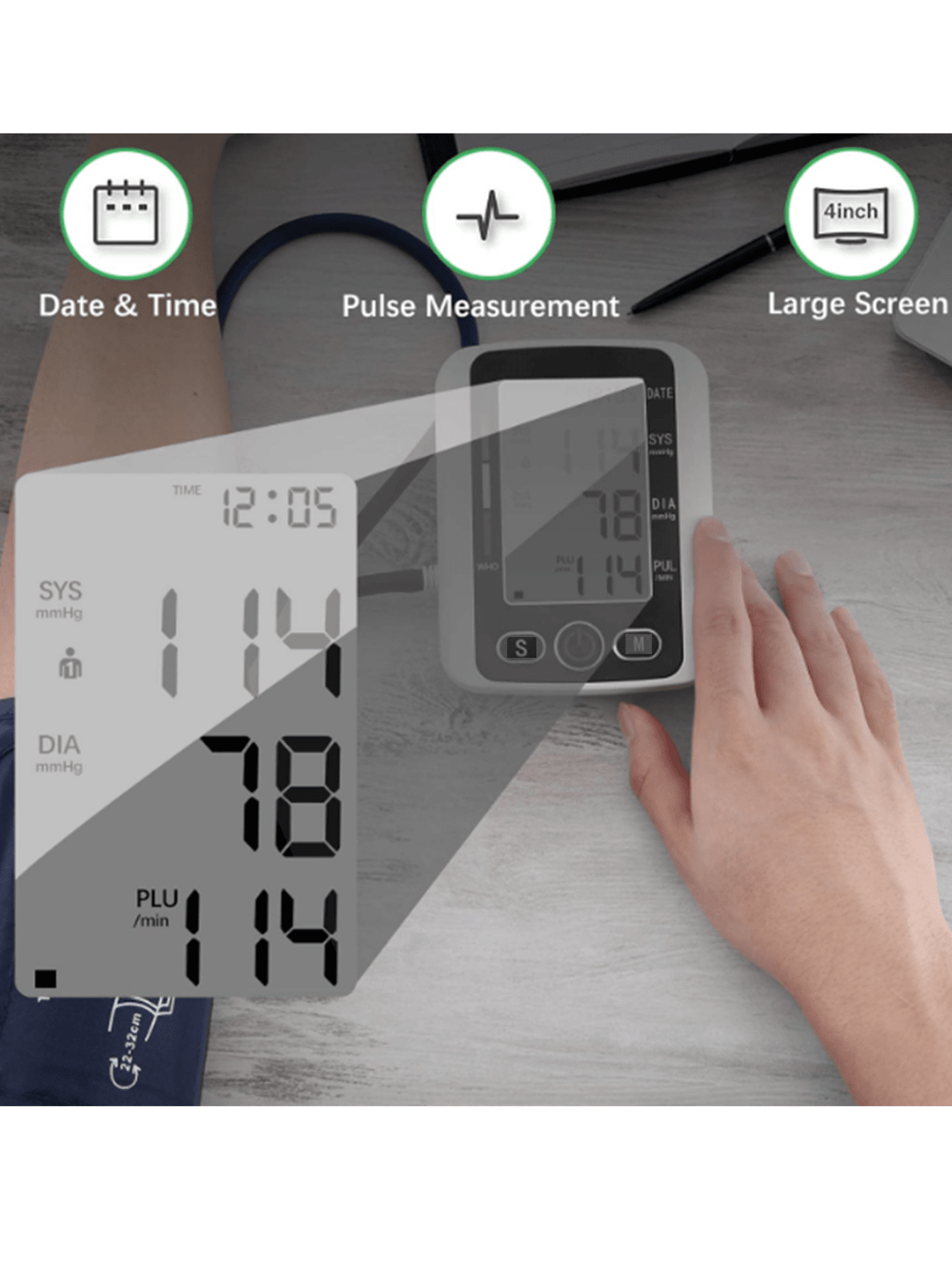 1pc Arm Blood Pressure Monitor Home Health Care Digital LCD Upper Arm Blood Pressure Monitor Heart Beat Meter Machine Tonometer For Measuring Automatic Monitor Your Family's Health