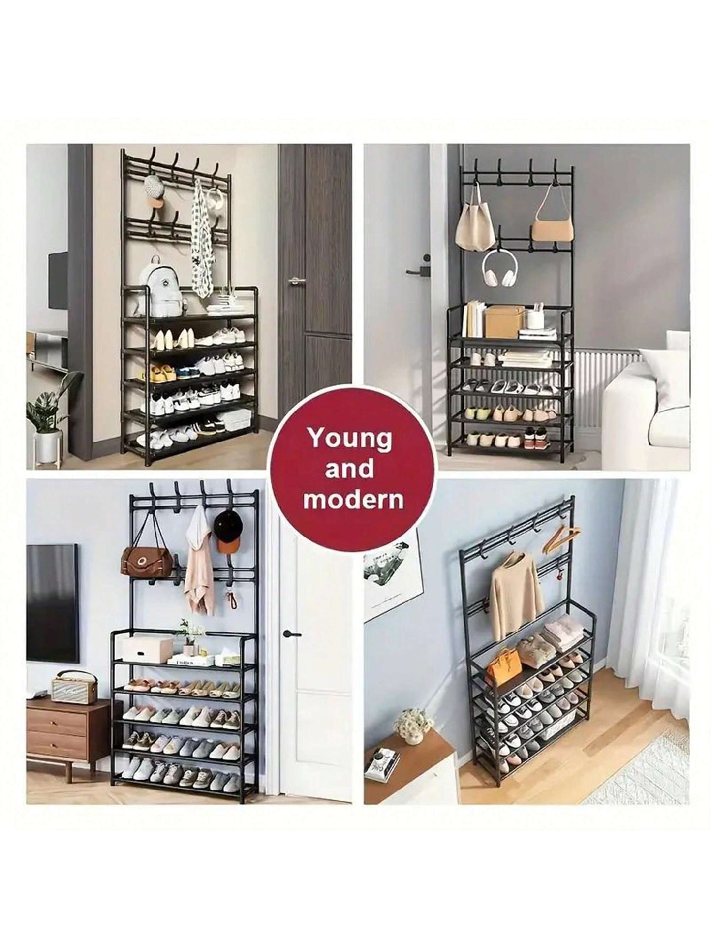 1pc Multi-Tier Sturdy Shoe Rack, Ultimate Entryway Storage Solution - Sturdy Multi-Layer Closet Storage Rack With Shoe Shelf - Floor Standing Clothes, Hats, And Shoe Racks,Versatile Free-Standing Organizer For Hats, Coats, Bags & Scarves - Space-Saving D