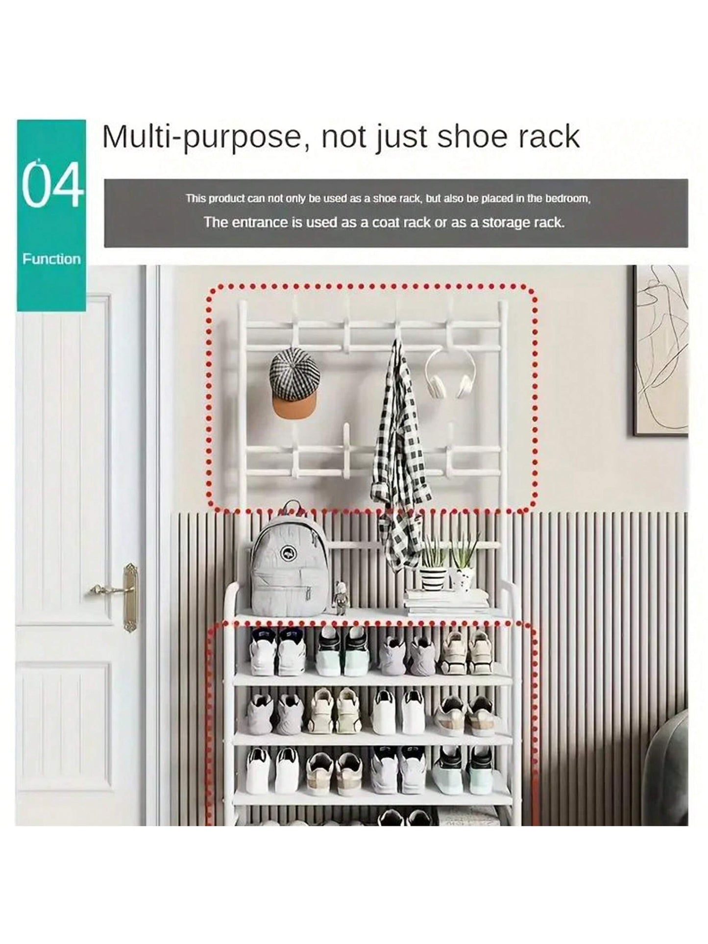 1pc Multi-Tier Sturdy Shoe Rack, Ultimate Entryway Storage Solution - Sturdy Multi-Layer Closet Storage Rack With Shoe Shelf - Floor Standing Clothes, Hats, And Shoe Racks,Versatile Free-Standing Organizer For Hats, Coats, Bags & Scarves - Space-Saving D