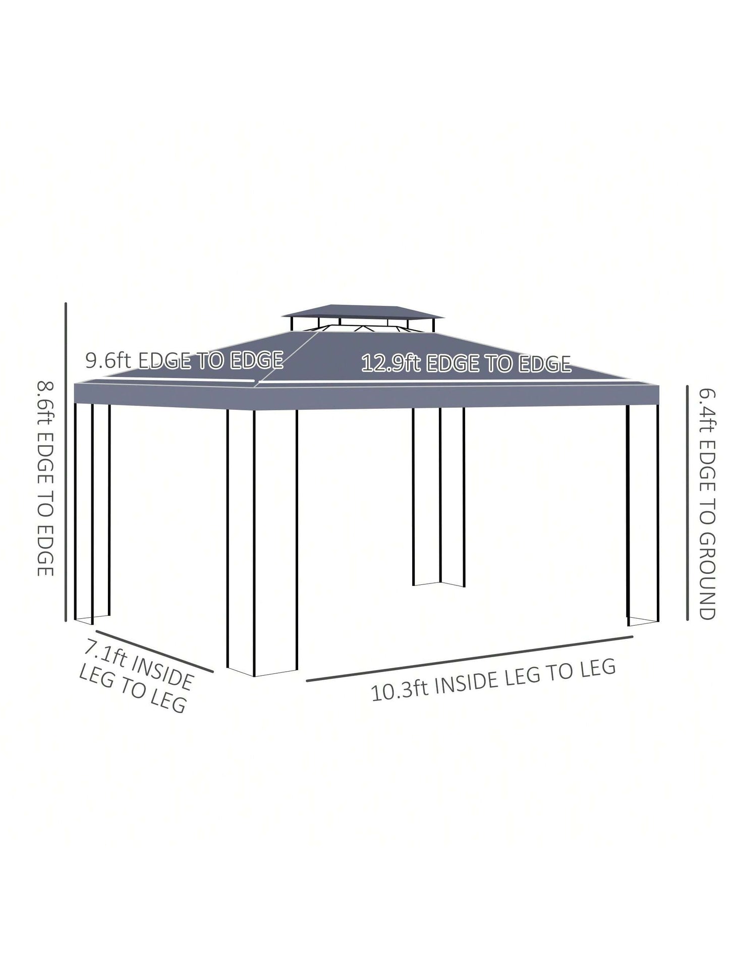 Outsunny 10' X 13' Patio Gazebo, Double Roof Outdoor Gazebo Canopy Shelter With Screen Decorate Corner Frame, For Garden, Lawn, Backyard And Deck, Gray