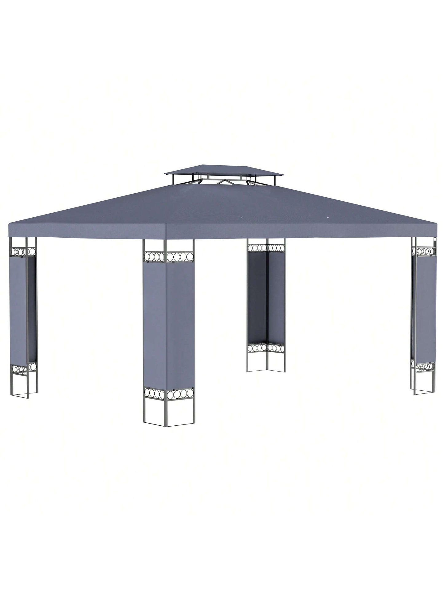 Outsunny 10' X 13' Patio Gazebo, Double Roof Outdoor Gazebo Canopy Shelter With Screen Decorate Corner Frame, For Garden, Lawn, Backyard And Deck, Gray