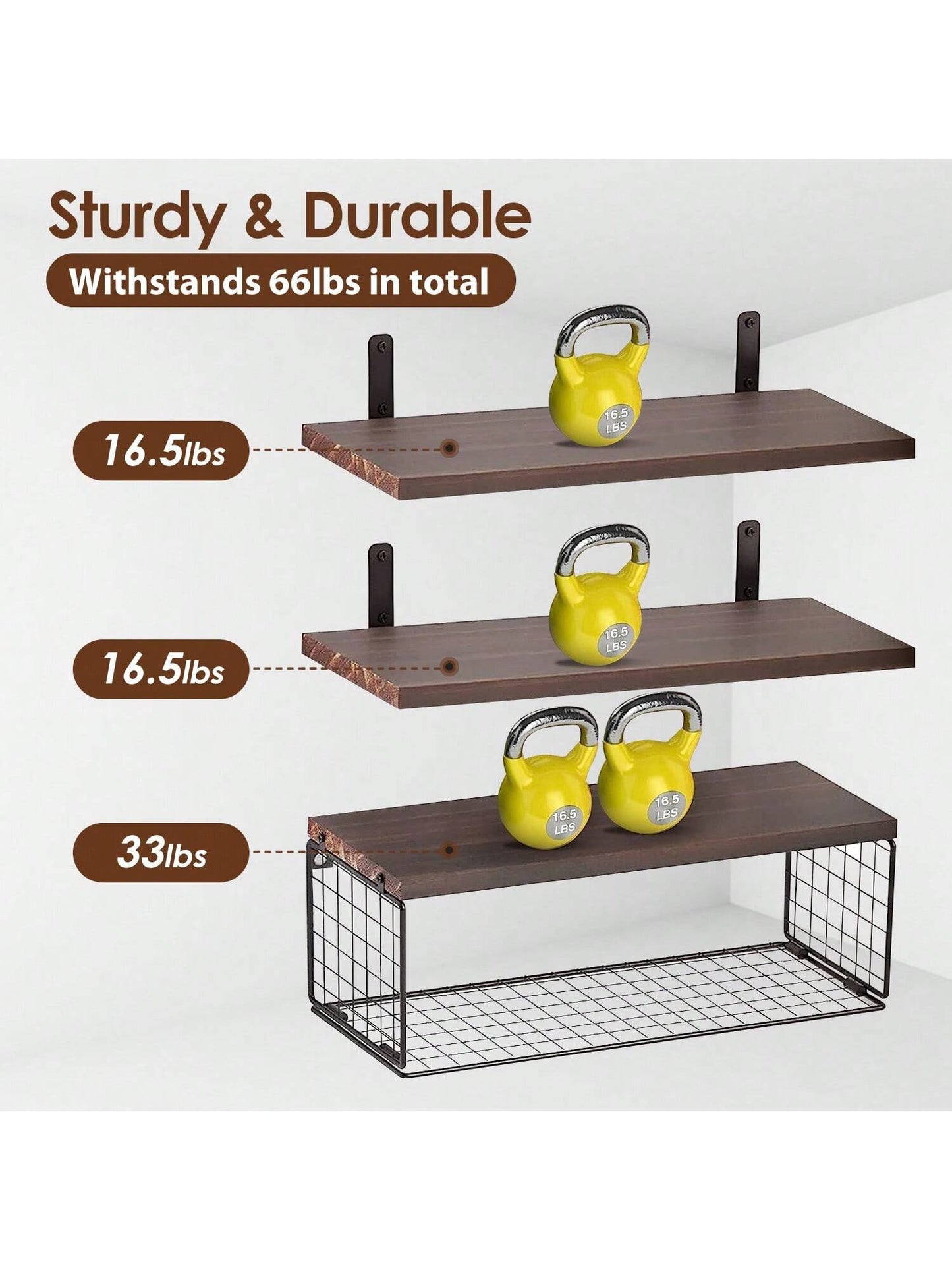 Moclever Moclever 1Pc 2 In 1 Wall Floating Shelves Wall Mounted Storage Basket Bathroom Shelves Over The Toilet Wooden Shelves For Bedroom Living Room Kitchen Office Wall Decor Plants For Decoration Home Bathroom Decor