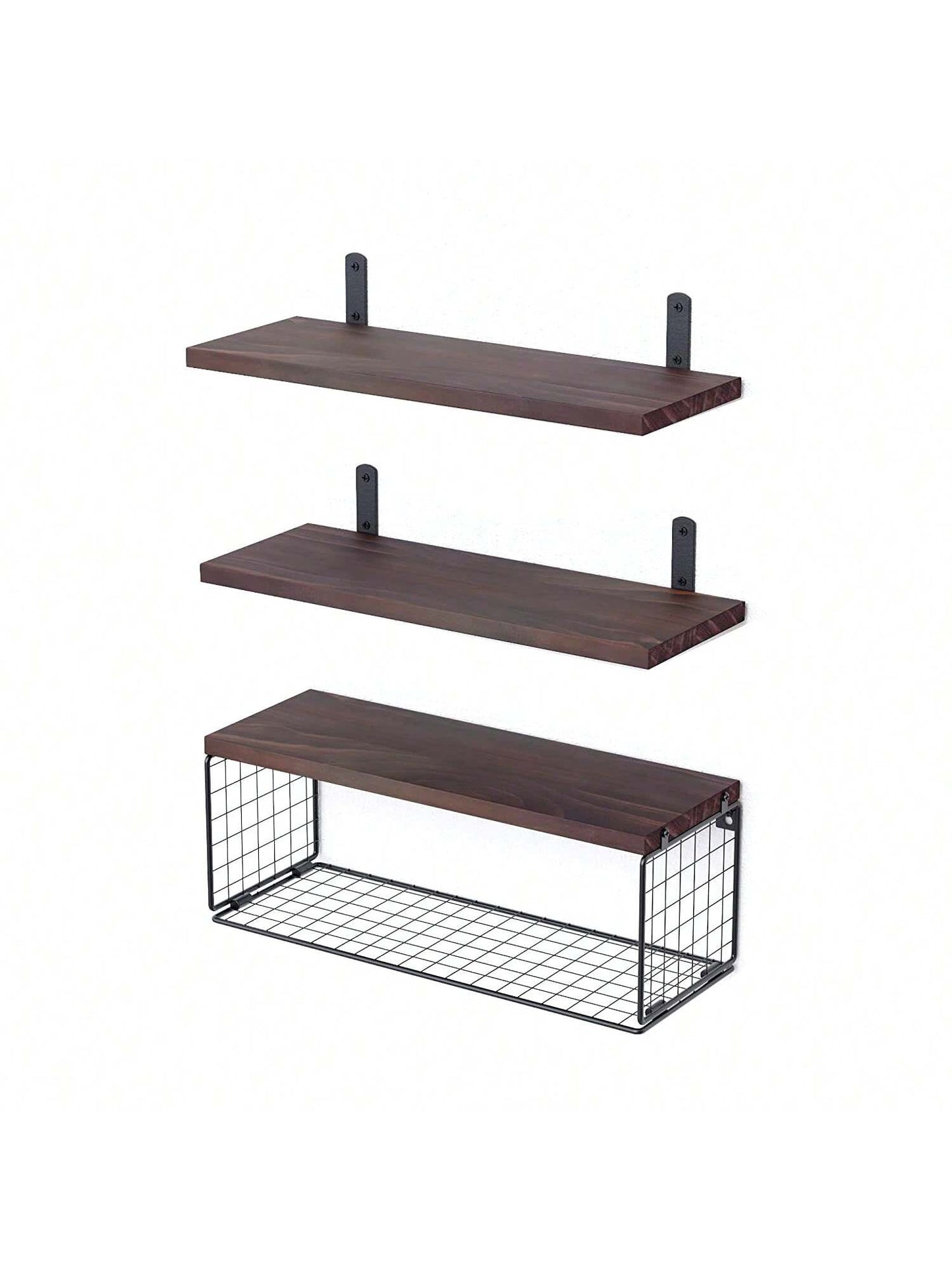Moclever Moclever 1Pc 2 In 1 Wall Floating Shelves Wall Mounted Storage Basket Bathroom Shelves Over The Toilet Wooden Shelves For Bedroom Living Room Kitchen Office Wall Decor Plants For Decoration Home Bathroom Decor
