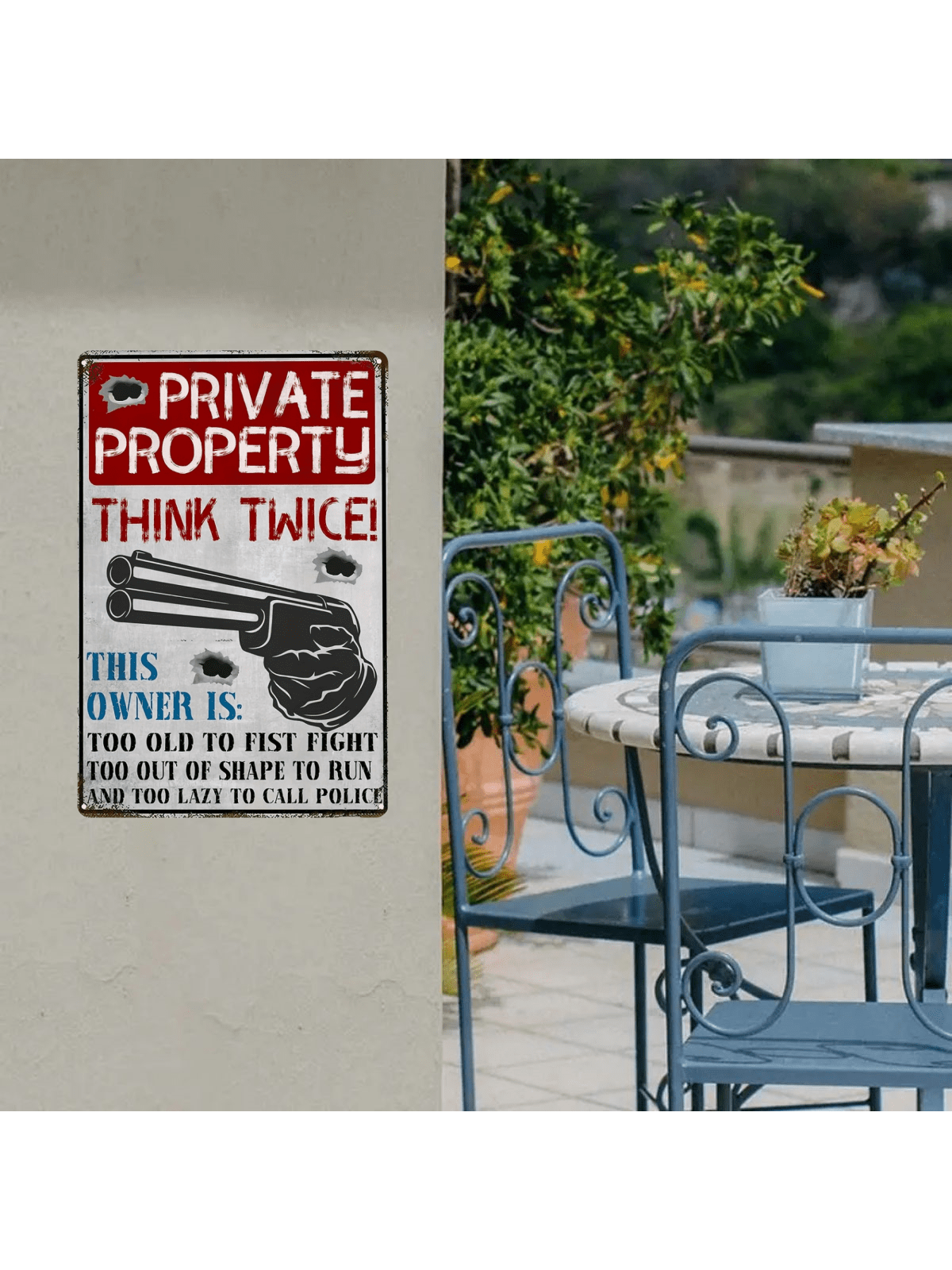 1pc Retro Metal Sign - Private Property Warning For Home, Restaurant, Bar, Cafe, Garage - Rustic Style Wall Decor Plaque Suitable For Indoor/Outdoor Use 8*12in