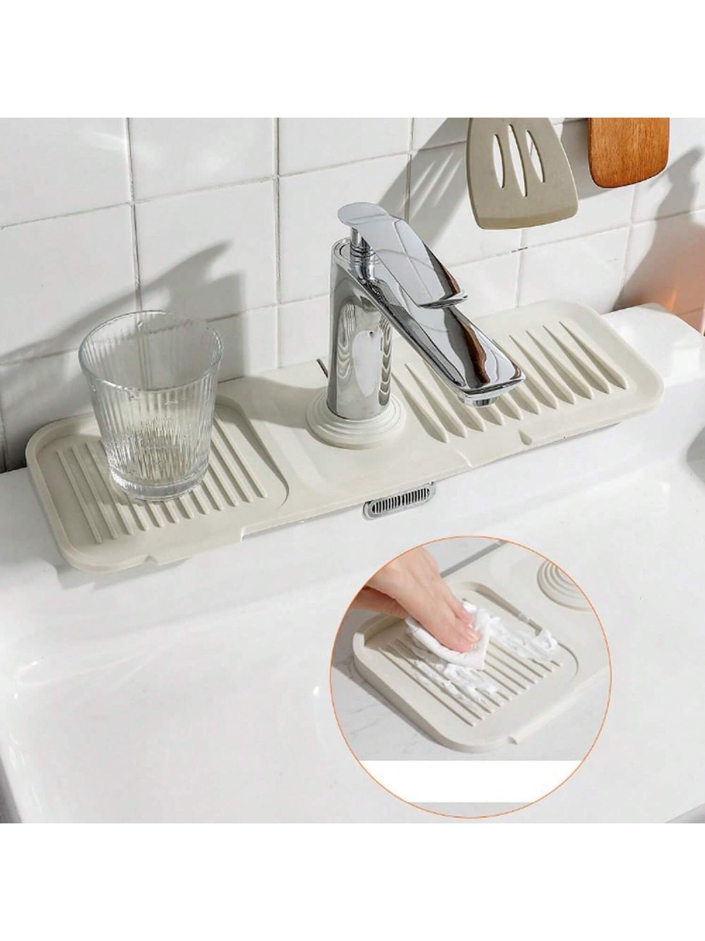 1pc Silicone Draining Mat For Kitchen Sink Splash Guard Behind Faucet, Splash Guard For Kitchen Sink Area, Short Faucet Draining Mat, Sink Protectors For Kitchen Sink Faucet Mat
