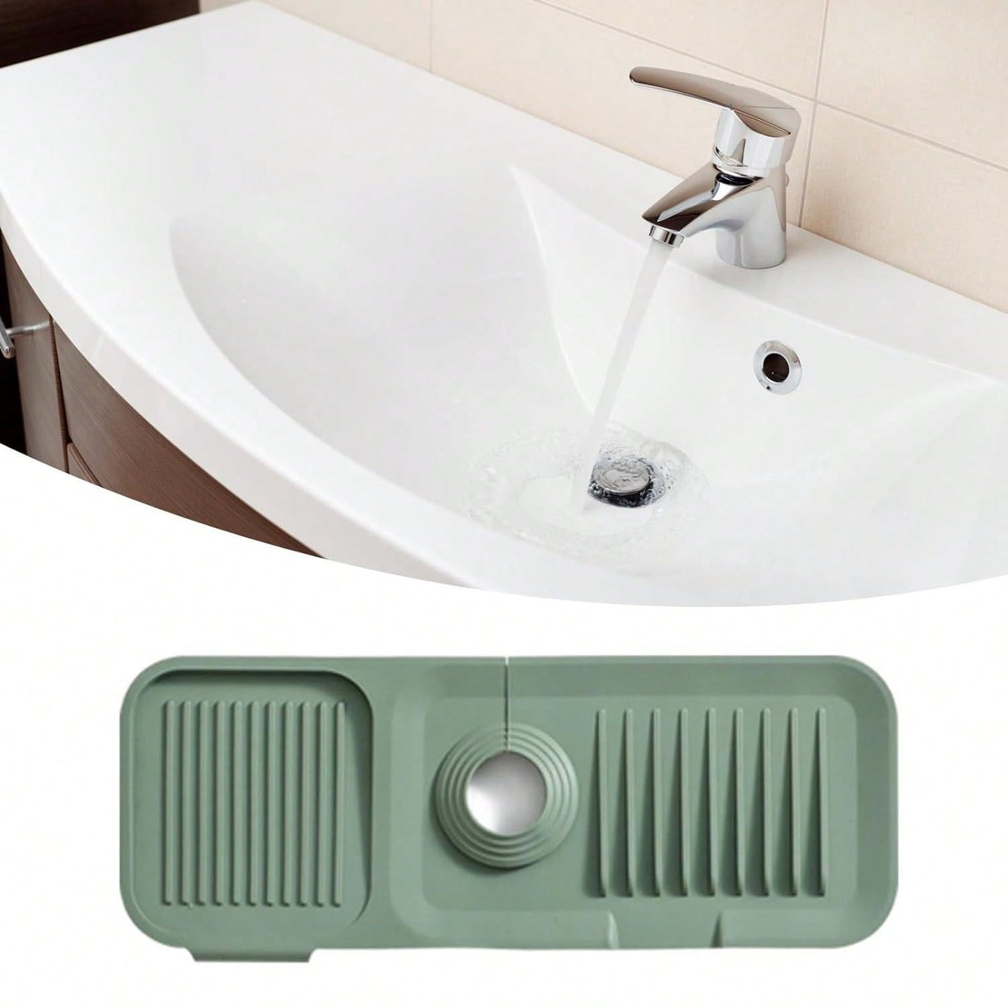 1pc Silicone Draining Mat For Kitchen Sink Splash Guard Behind Faucet, Splash Guard For Kitchen Sink Area, Short Faucet Draining Mat, Sink Protectors For Kitchen Sink Faucet Mat