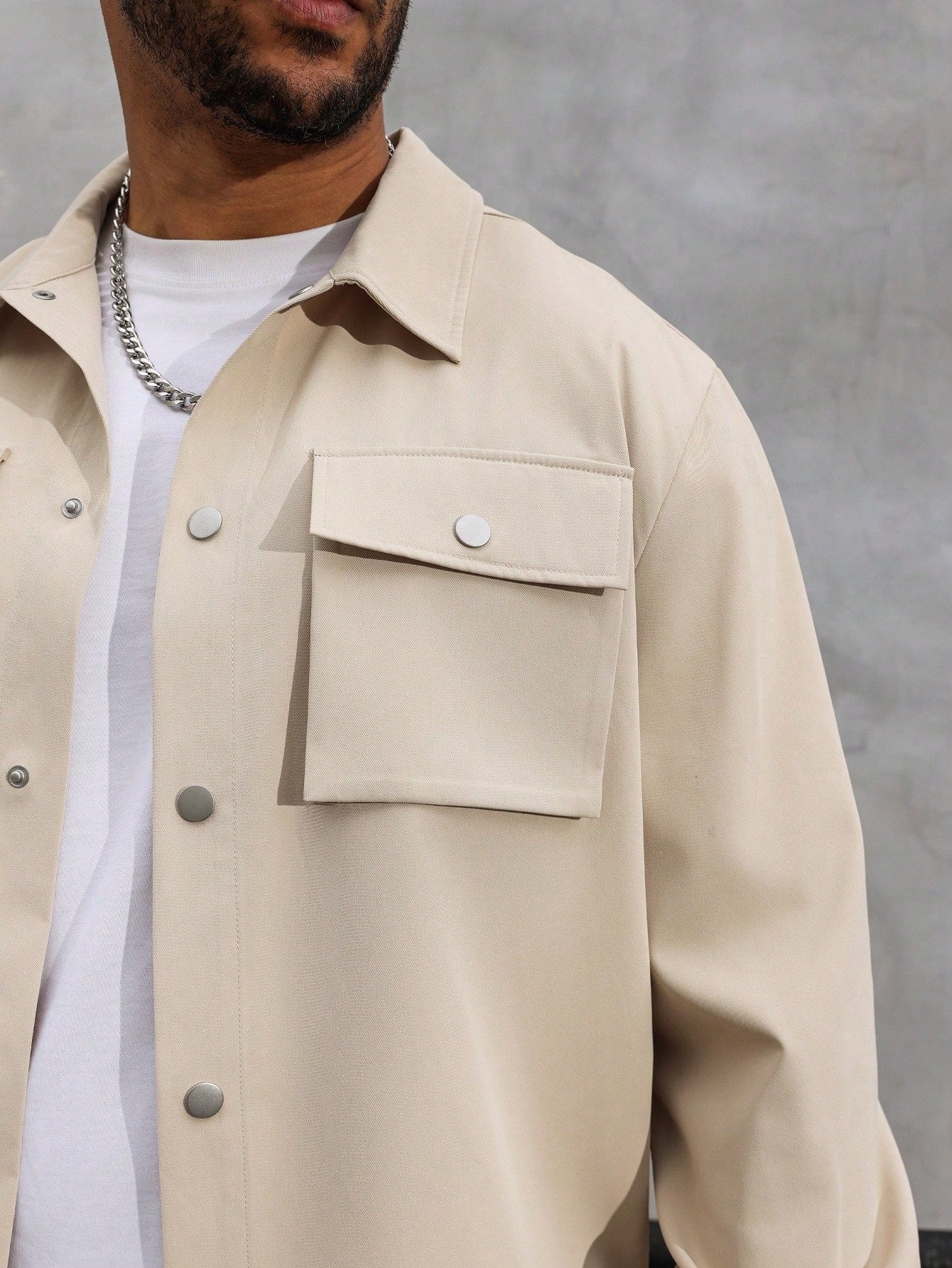 Manfinity Homme Men's Plus Size Solid Color Button Front Long Sleeve Jacket And Drawstring Waist Pocketed Pants Casual Suit