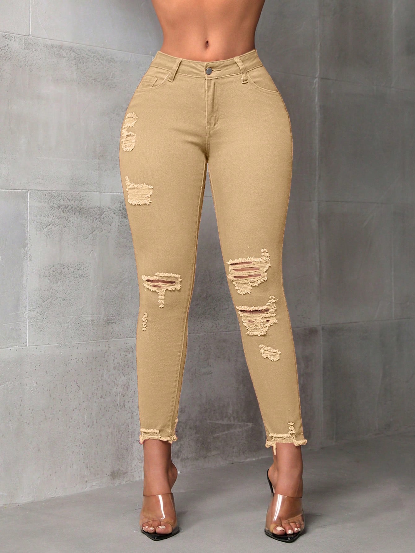 SXY Women's Skinny Fit Casual Denim Jeans With Ripped Pockets