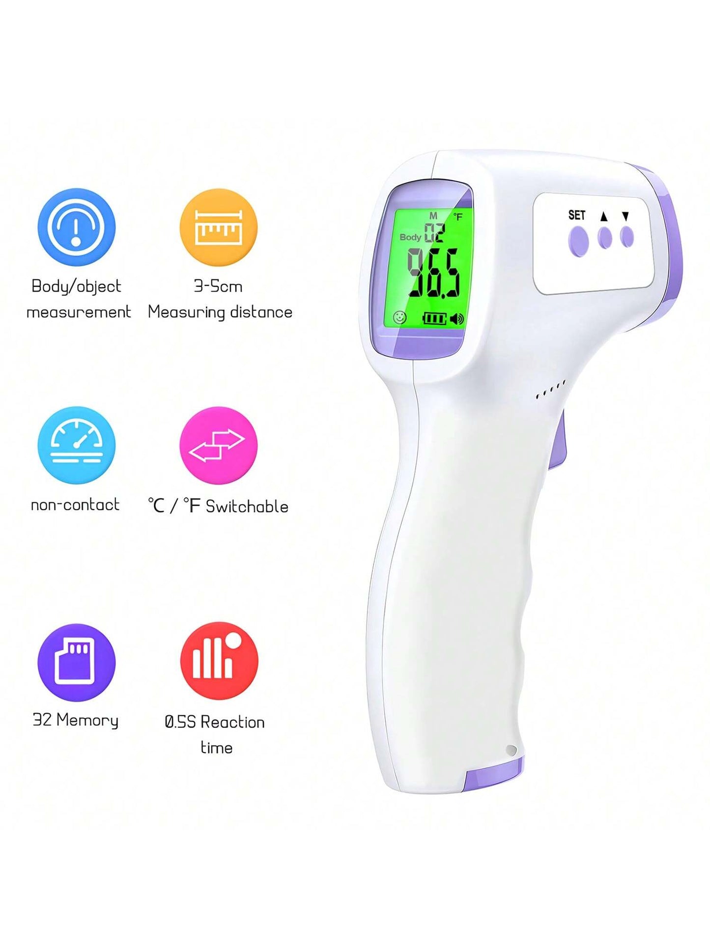 Digital Thermometer No Touch Forehead Thermometer For Baby, 2 In 1 Body Surface Mode Thermometer With Fever Alarm And Instant Accuracy Readings Measure Tool Thermometer Temperature Gun Ear Thermometer