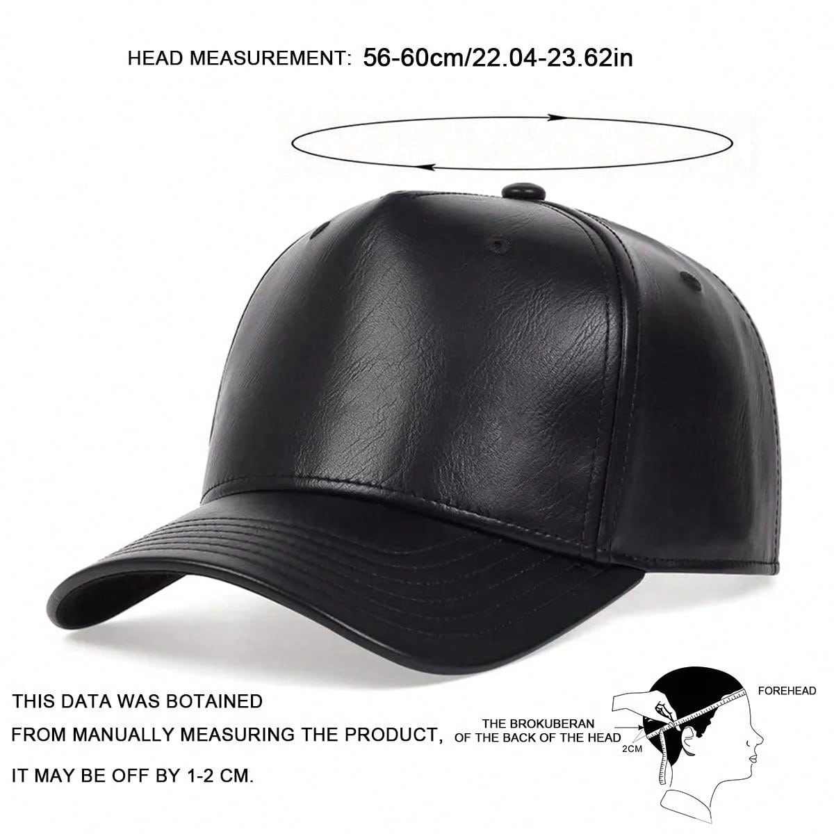 1pc Men's PU Leather Baseball Cap, Solid Color, Adjustable, Warm, Casual Hat, Suitable For Outdoor, Autumn/Winter Travel, Beach Party