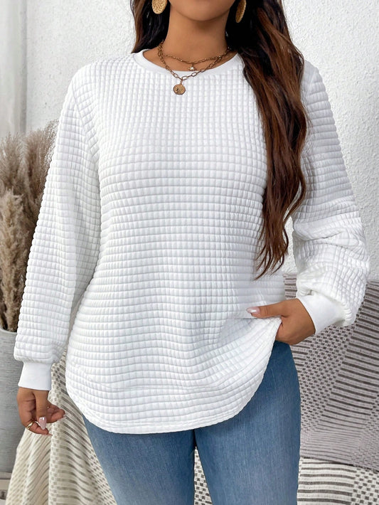EMERY ROSE Plus Solid Color Sweatshirt For Autumn, Winter, Halloween