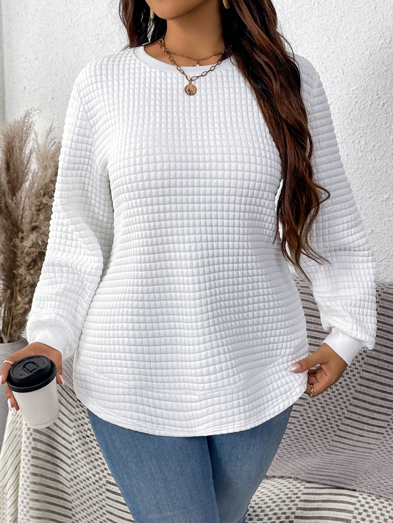 EMERY ROSE Plus Solid Color Sweatshirt For Autumn, Winter, Halloween