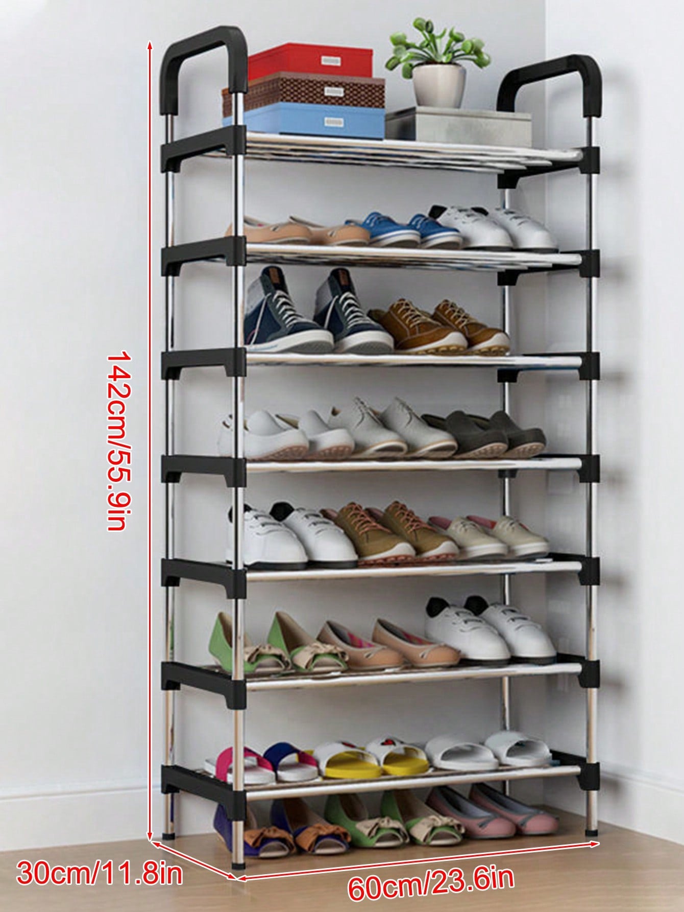 1pc,7/8 Layer Adjustable Stainless Steel Shoe Rack,Household Simple Entryway,Space Saving,Suitable For Living Room, Bedroom, Entrance, Office, Home, Multi-Layer Storage