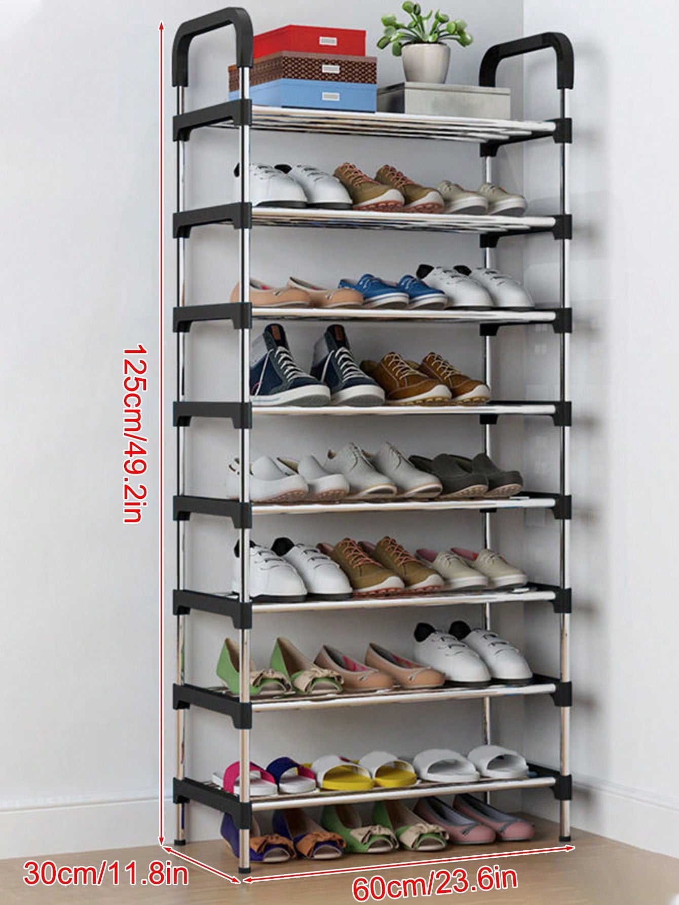 1pc,7/8 Layer Adjustable Stainless Steel Shoe Rack,Household Simple Entryway,Space Saving,Suitable For Living Room, Bedroom, Entrance, Office, Home, Multi-Layer Storage