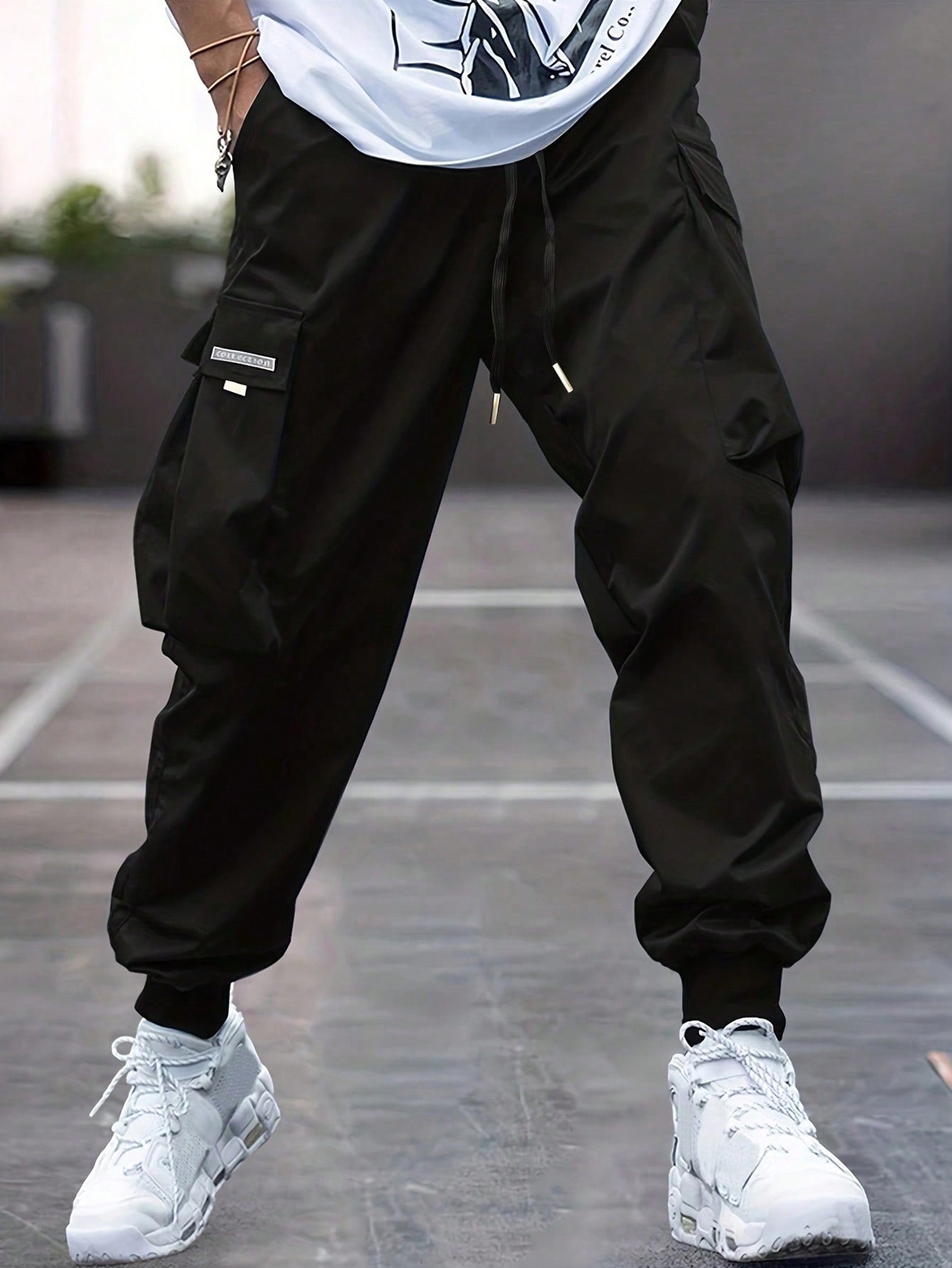 Plus Size Men's Fashionable Casual Drawstring Cargo Pants