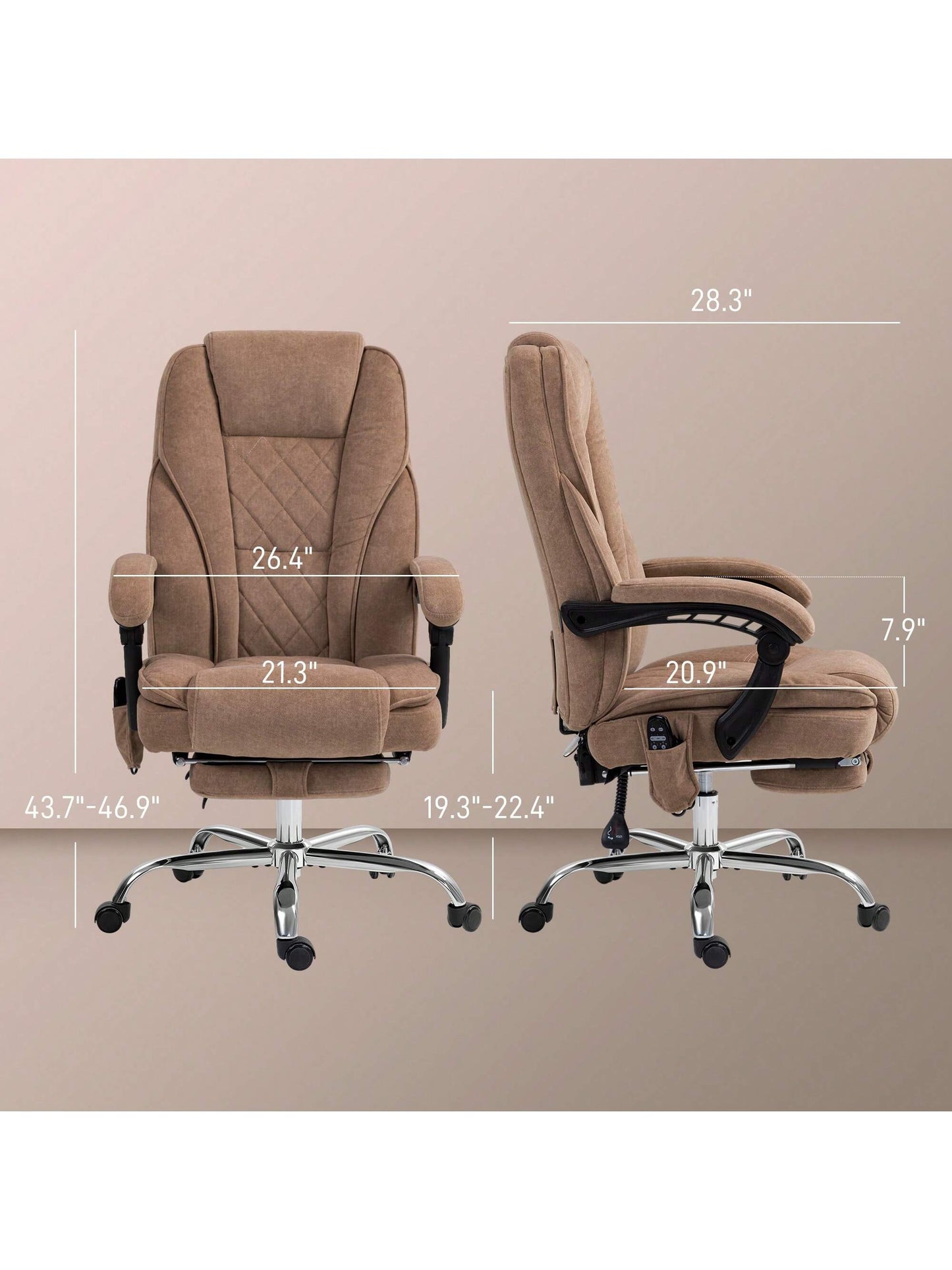 Vinsetto Massage Office Chair With Heat, Reclining, Footrest