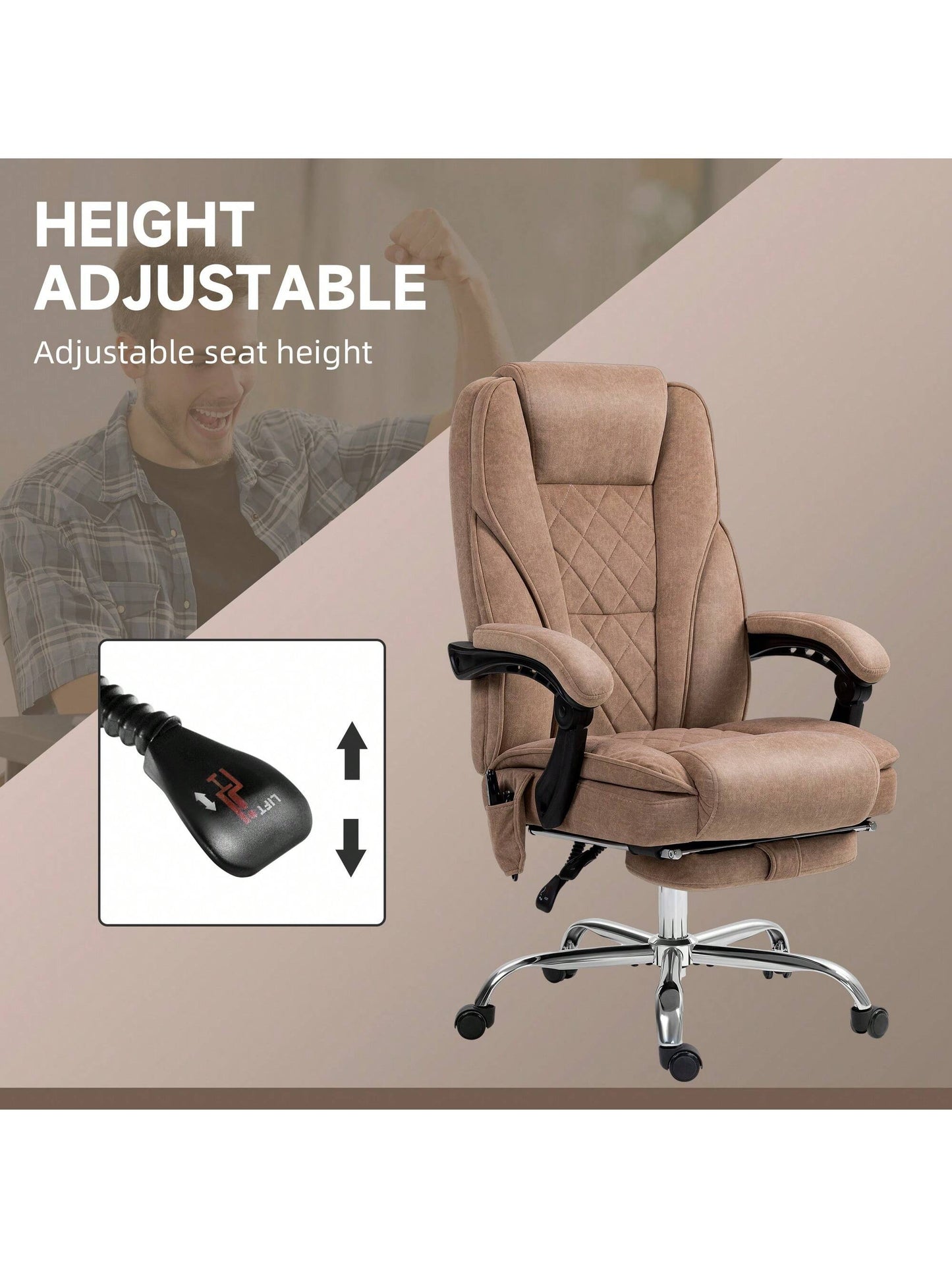 Vinsetto Massage Office Chair With Heat, Reclining, Footrest